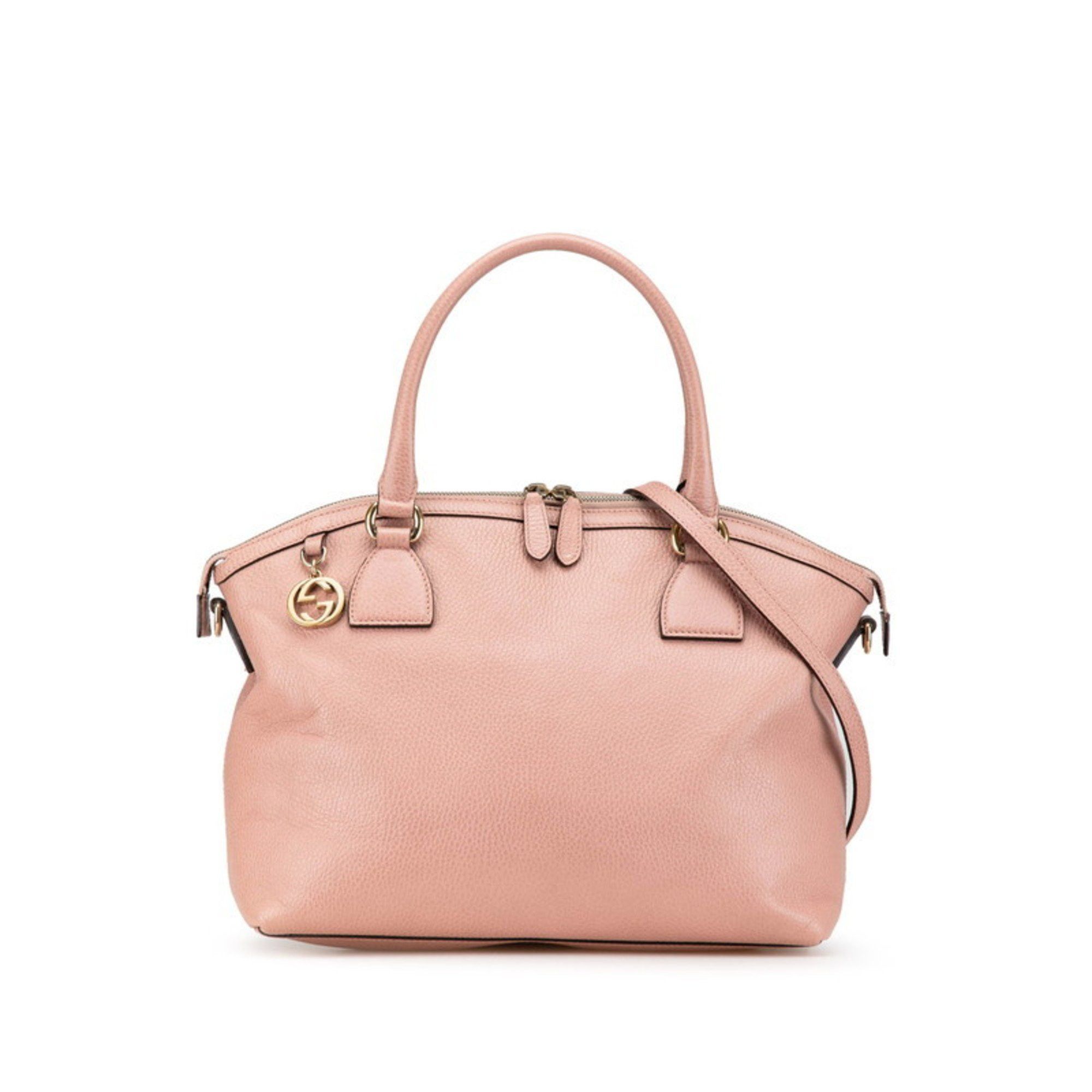 Gucci Interlocking G Handbag Shoulder Bag 449651 Pink Leather Women's Gucci