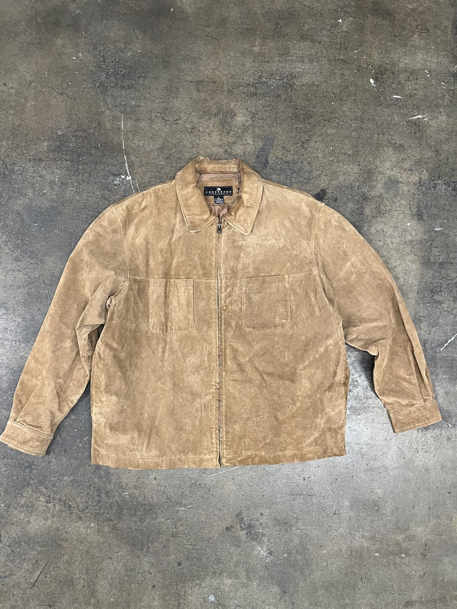 Leather × Vintage Vintage Suede Leather Jacket 90s Consensus Brown Suede Coat Size L Size US L / EU 52-54 / 3 - 1 Thumbnail