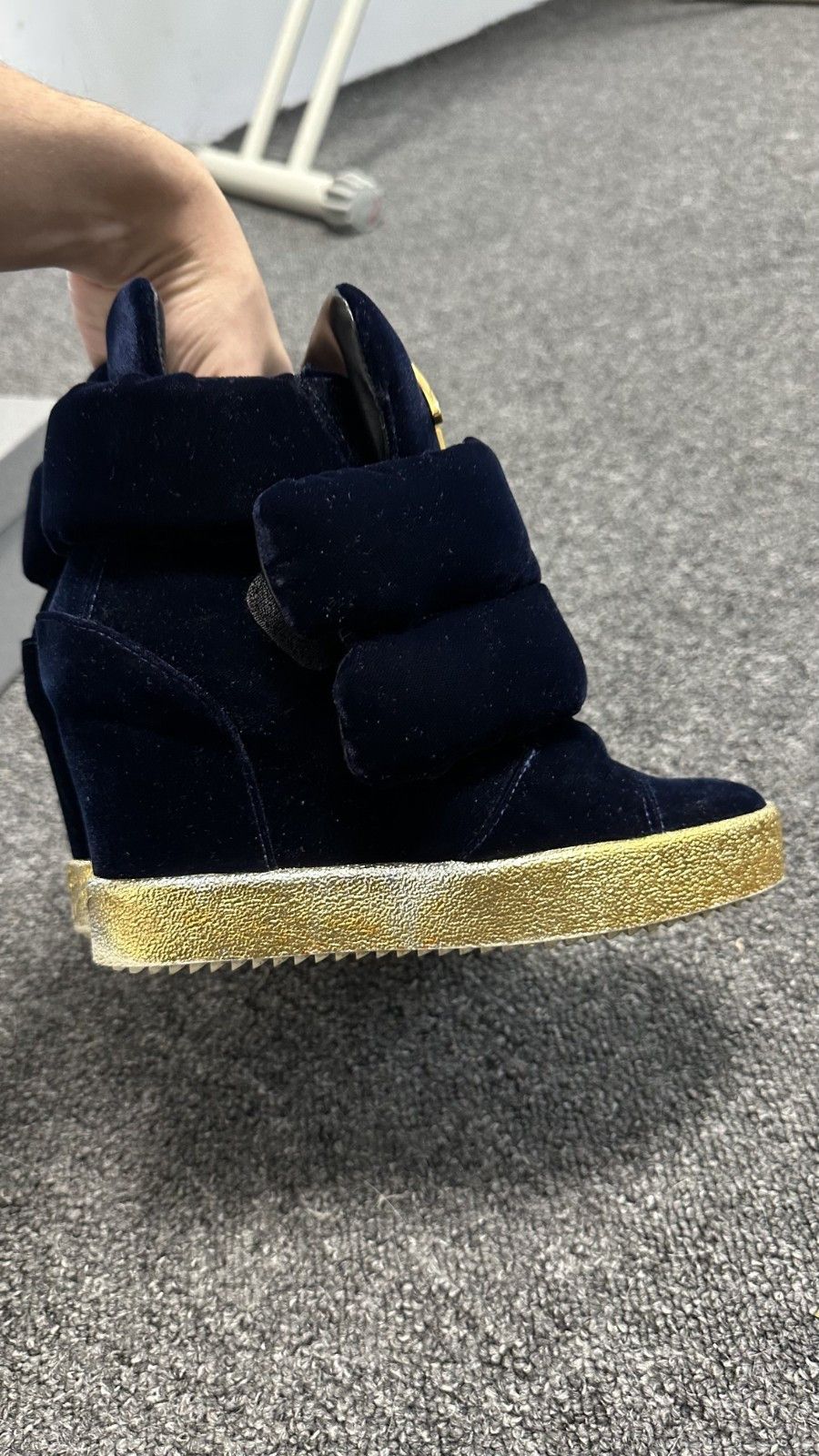 Giuseppe Zanotti Giuseppe Zanotti Blue Velvet High Top Sneakers Isabel Marant Size US 7 / IT 37 - 3 Thumbnail