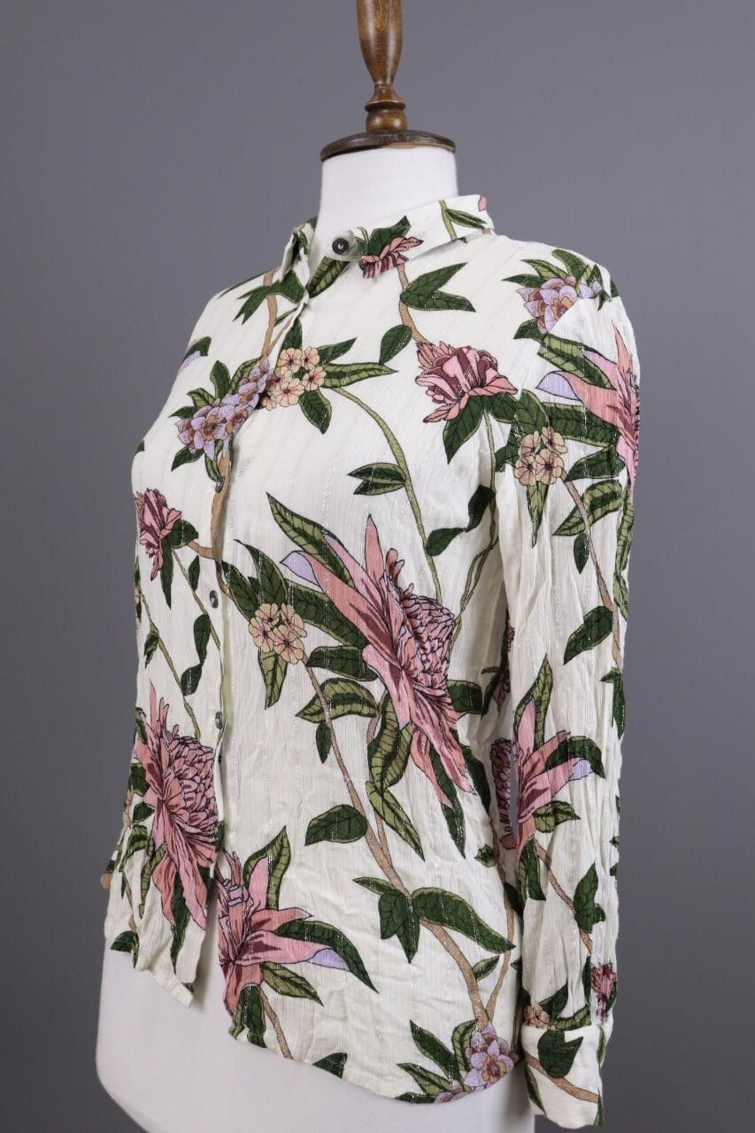 Wilkes Bashford BA&SH White Floral Printed Long Sleeve Blouse Shirt Size 0 Size XS / US 0-2 / IT 36-38 - 9 Thumbnail