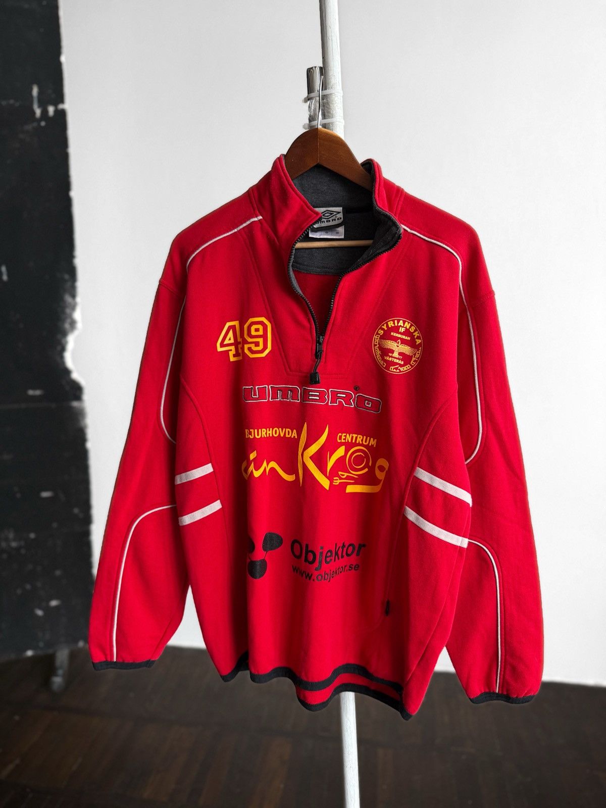 Umbro Umbro Falcon Vintage Half Zip Sweatshirt Red Y2K Printed Size US M / EU 48-50 / 2 - 1 Thumbnail