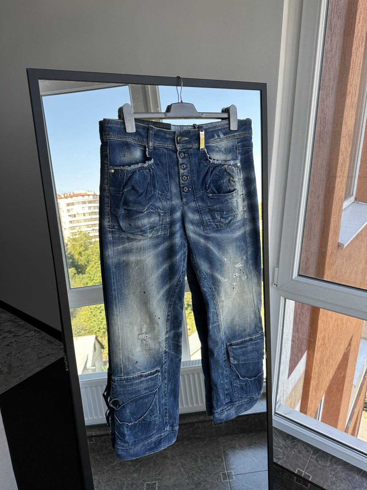 Vintage High Everyday Couture Distressed Jeans Italy Carpenter Cargo Size 34" / US 12 / IT 48 - 3 Thumbnail