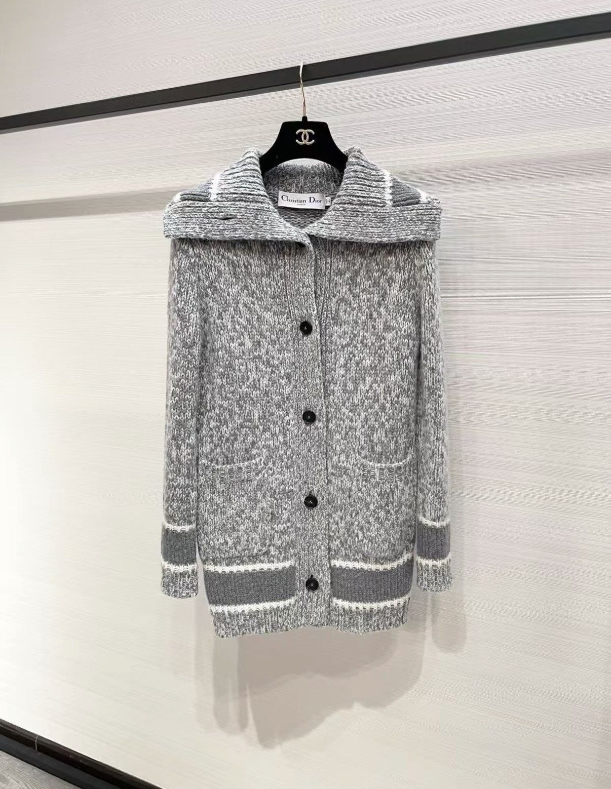 Dior Dior Classic Heather Grey Mid-Length Cashmere Cardigan J33 Size XXS / US 00 / IT 34 - 1 Thumbnail
