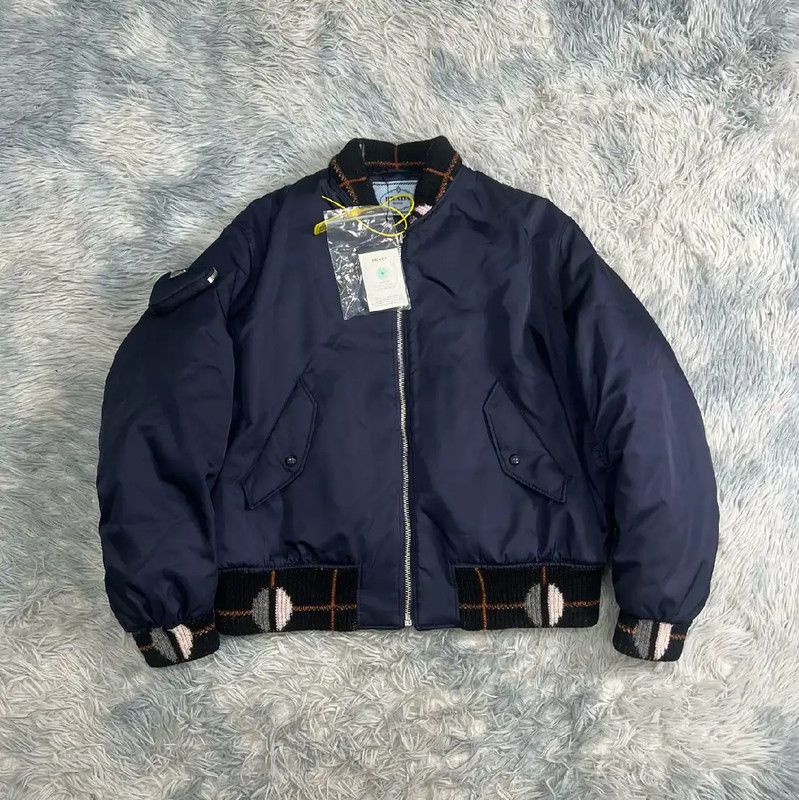 Prada Prada Blue Men's Jacket with Knit Details Size US M / EU 48-50 / 2 - 1 Thumbnail