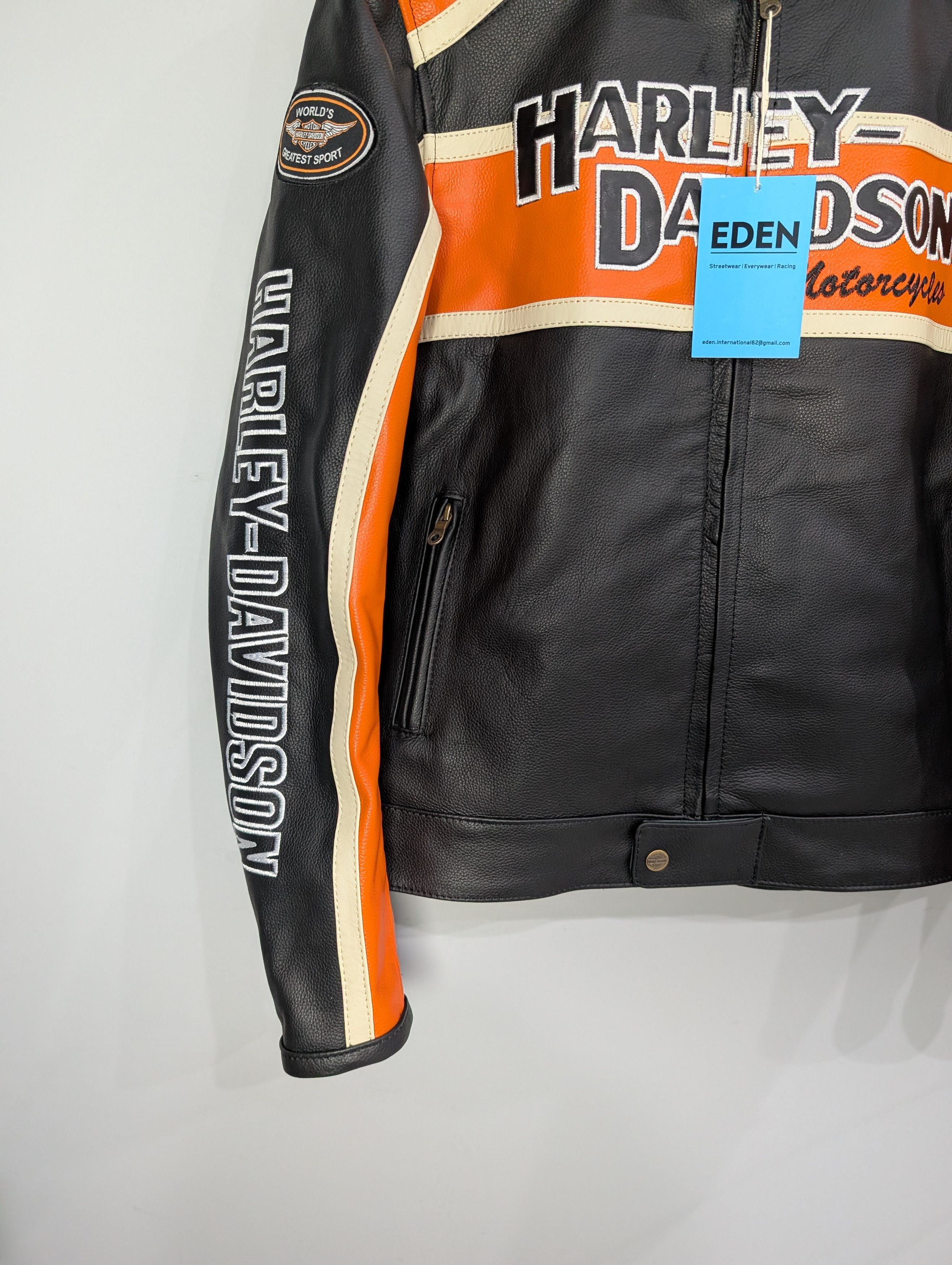 Vintage 🔥Harley Davidson🔥 Vintage 90s Leather Jacket Rare Size S / US 4 / IT 40 - 4 Thumbnail