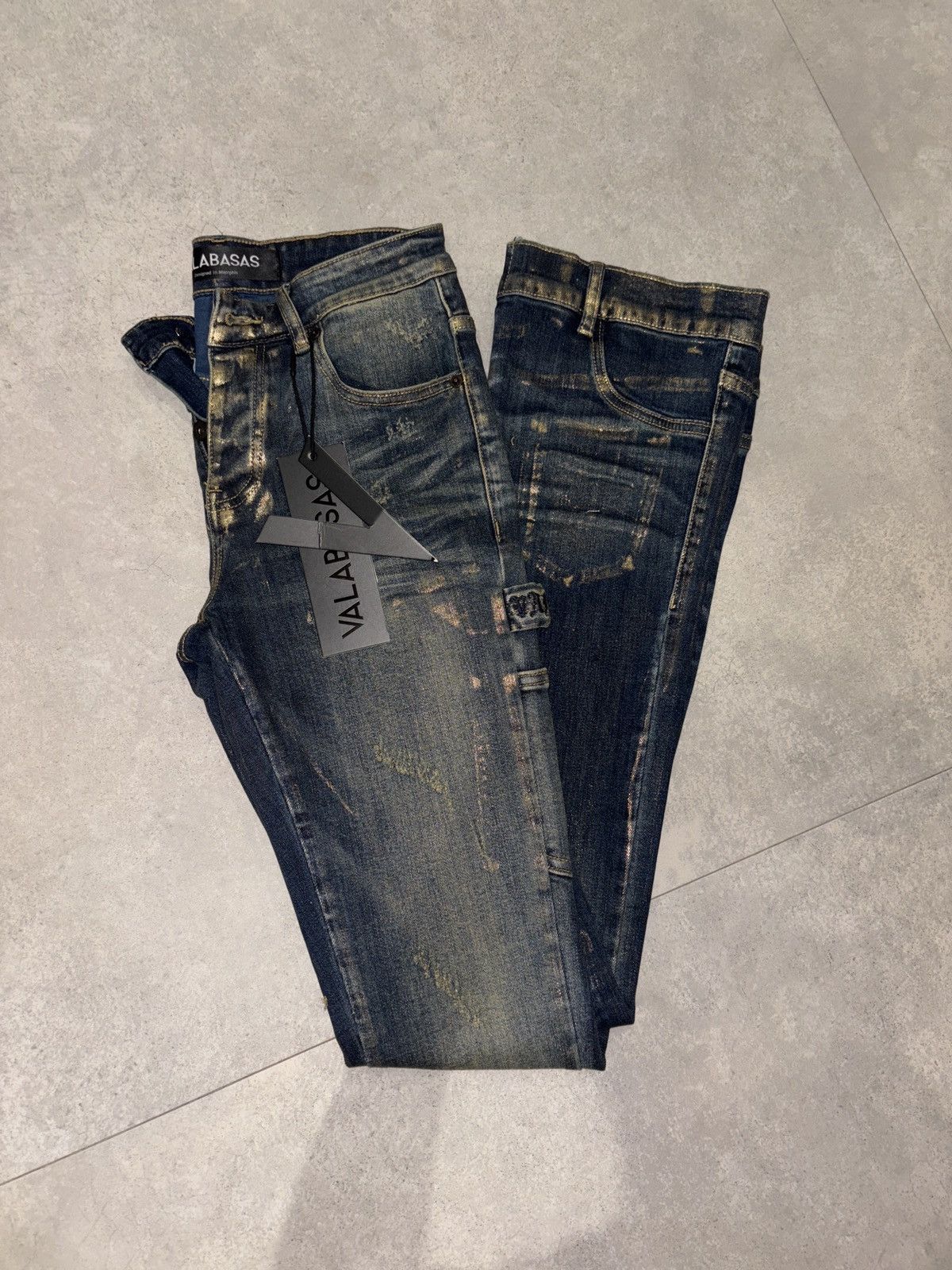 Designer × Valabasas Valabasas Vintage Gold Flare Denim Size US 29 - 1 Thumbnail