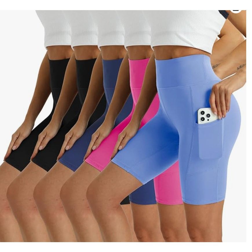The Unbranded Brand Women's High Waisted Shorts 5pkTummy Control Pockets 4XL Size 42" / US 20 - 1 Thumbnail