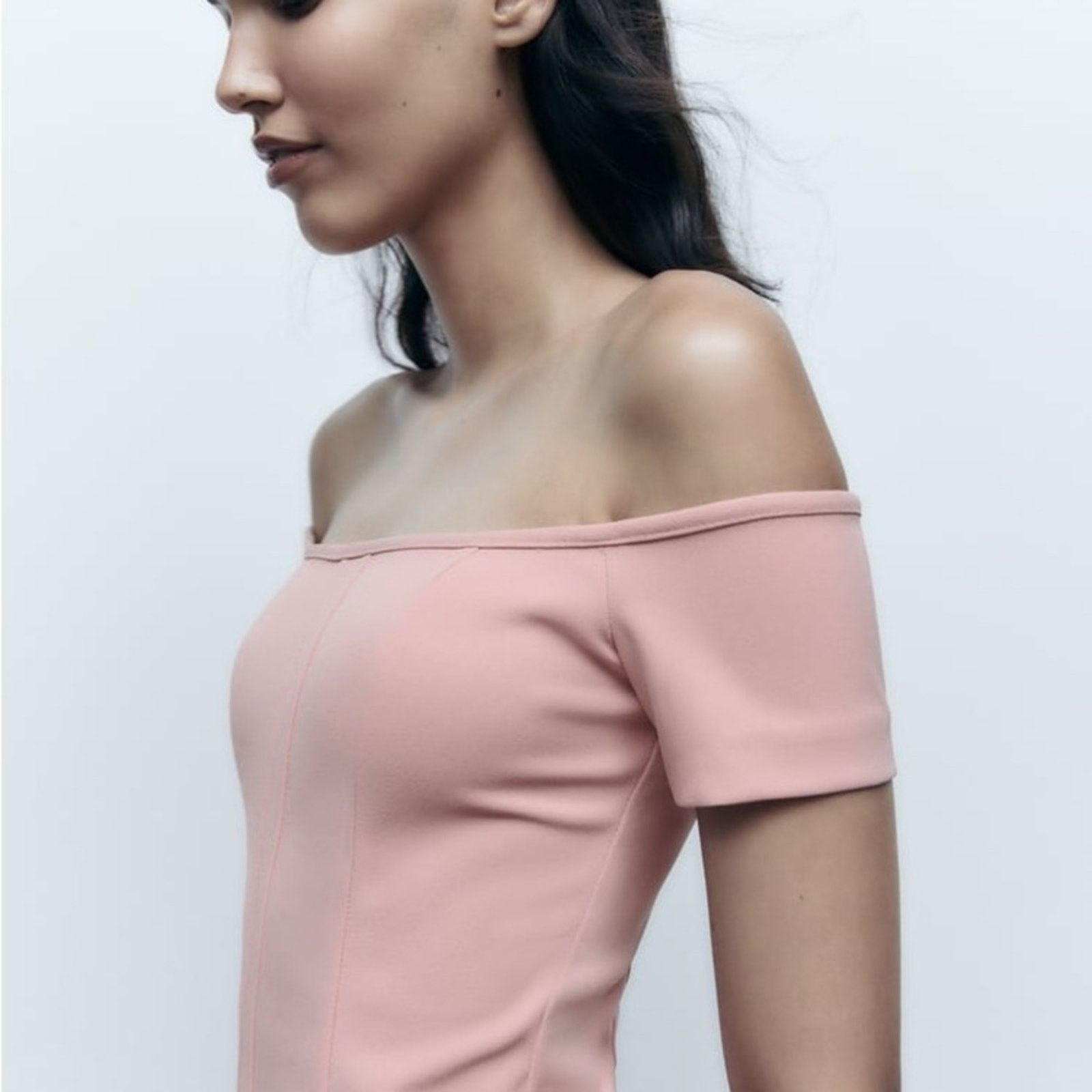 Zara ZARA TOPSTITCHED DRESS PALE PINK Size S / US 4 / IT 40 - 4 Thumbnail