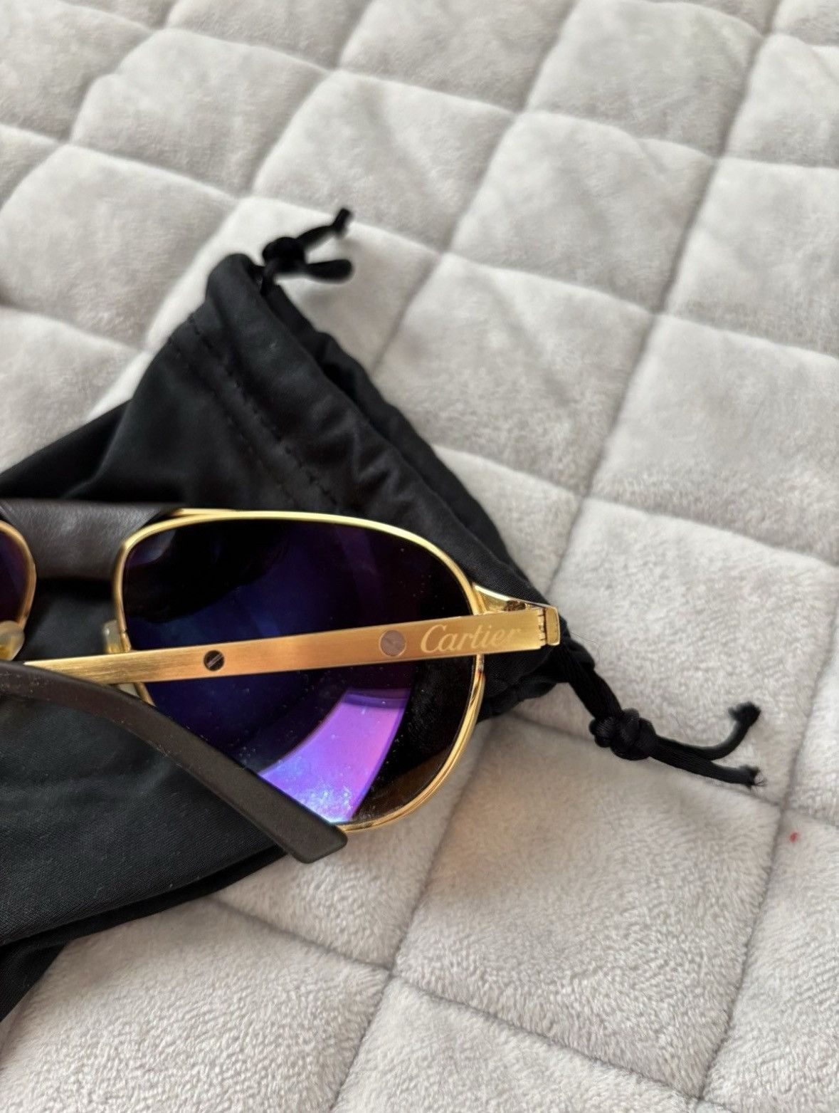 Cartier Cartier Sunglasses: Edition Santos Dumont - Calfskin Leather Size ONE SIZE - 7 Thumbnail