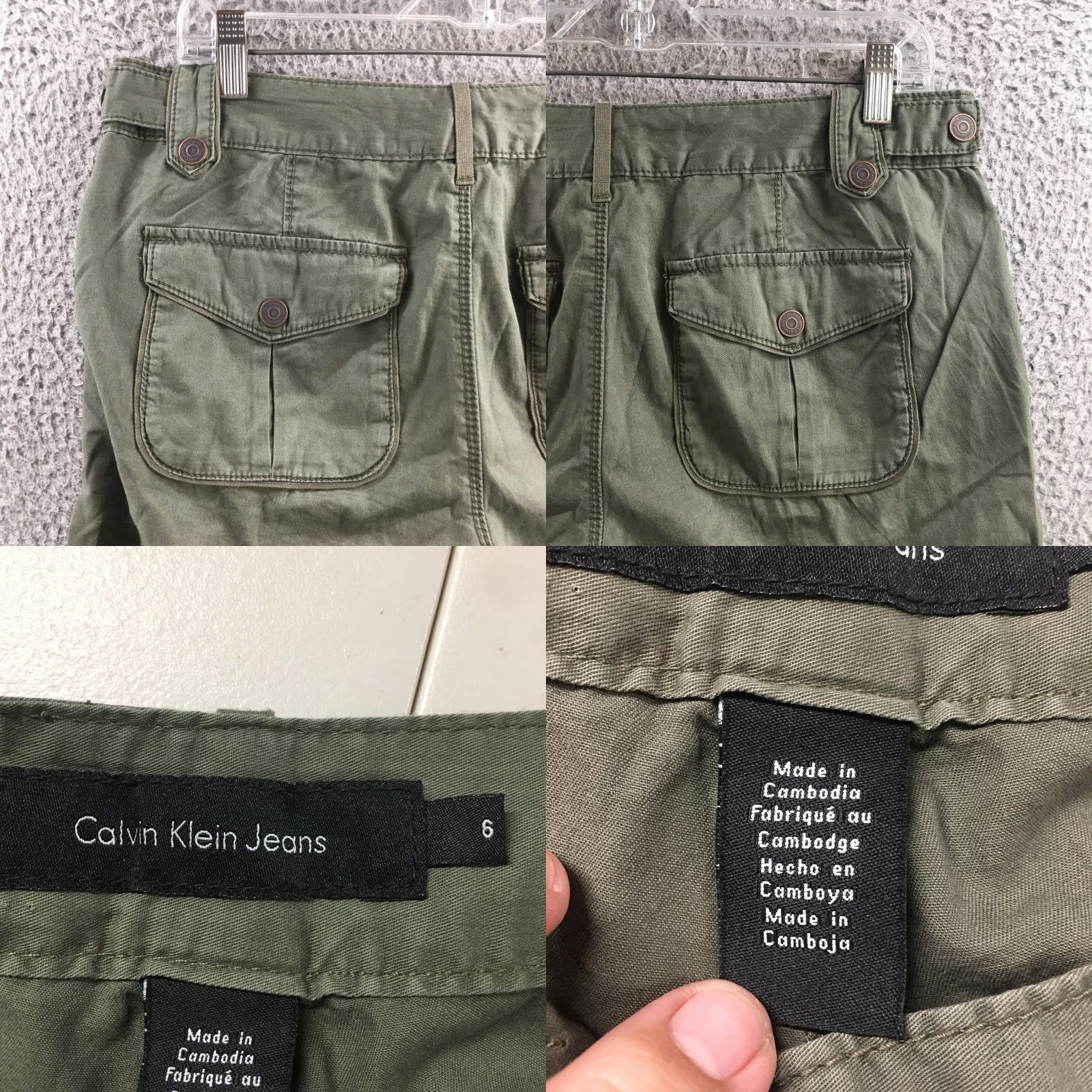 Calvin Klein Calvin Klein Utility Shorts Womens 6 Green Cotton Flat Front Cargo Pocket Shorts Womens 6 Green Cotton Flat Front Mens Womens Size 28" / US 6 / IT 42 - 9 Thumbnail