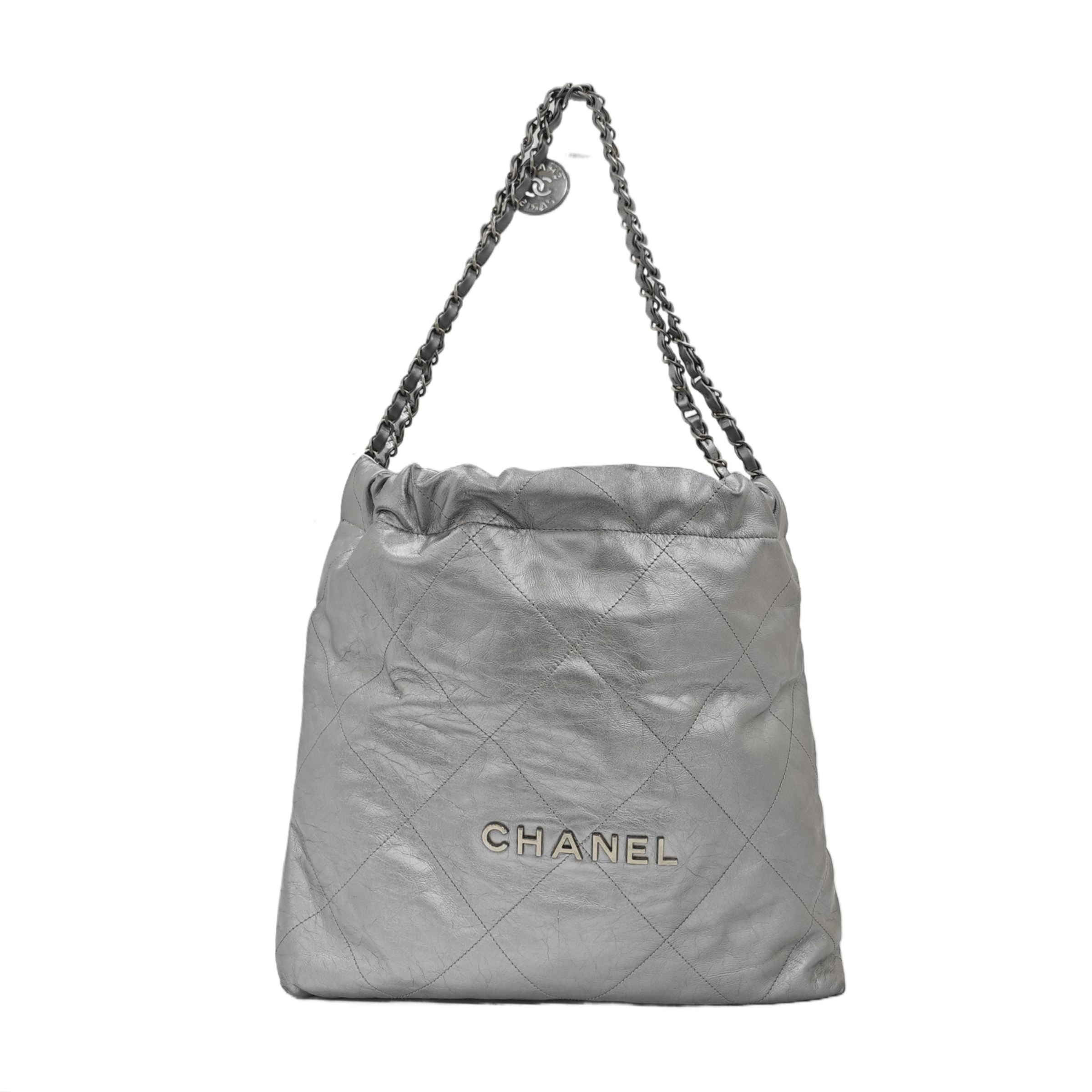 Chanel Chanel 22 Quilted Leather Shoulder Bag Gray Size ONE SIZE - 1 Thumbnail
