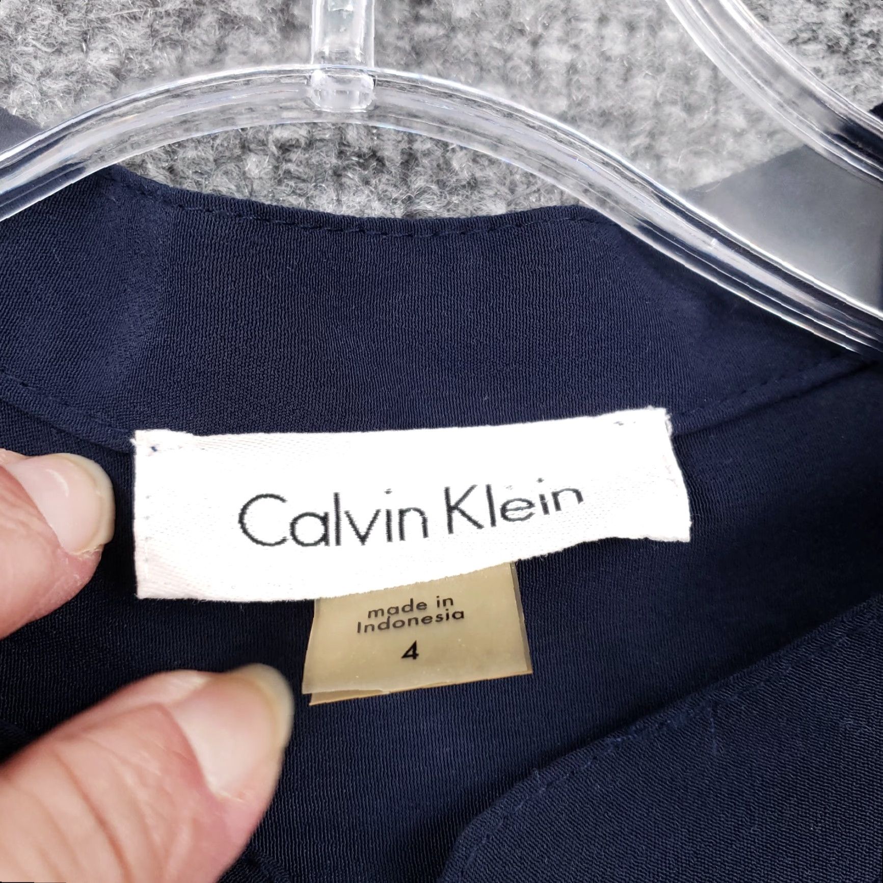 Calvin Klein Calvin Klein Dress Womens 4 Blue Shift 1/4 Zip Long Sleeve Side Slit Lightweight Size S / US 4 / IT 40 - 3 Thumbnail