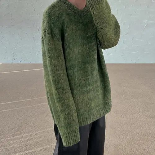 Vintage Green Mohair Knit Sweater Y2k streetwear Size US L / EU 52-54 / 3 - 3 Thumbnail