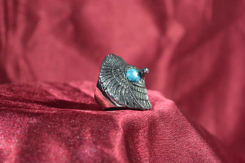 Jewelry Turquoise Jewelry Eagle Rings Chrome Ring (Size 7-13) Size ONE SIZE - 2 Thumbnail