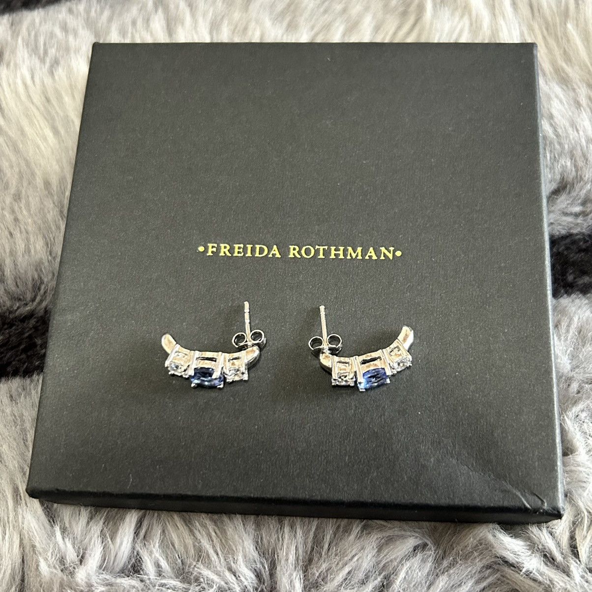Jewelry Freida Rothman triple stone half hoop sterling earrings NIB Size ONE SIZE - 16 Thumbnail
