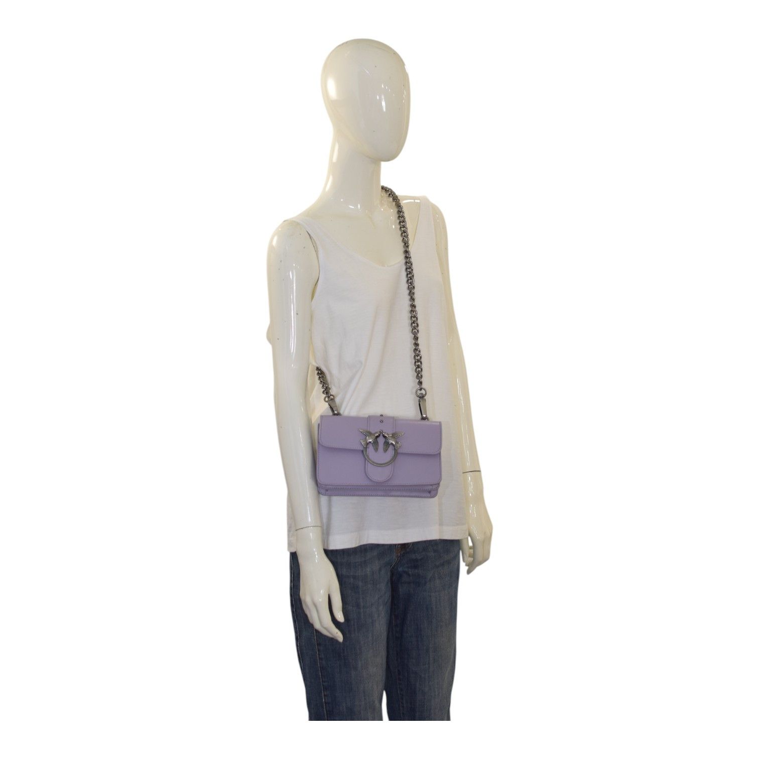 Pinko Pinko Love One Mini C Bag – Lilac Leather Size ONE SIZE - 2 Thumbnail
