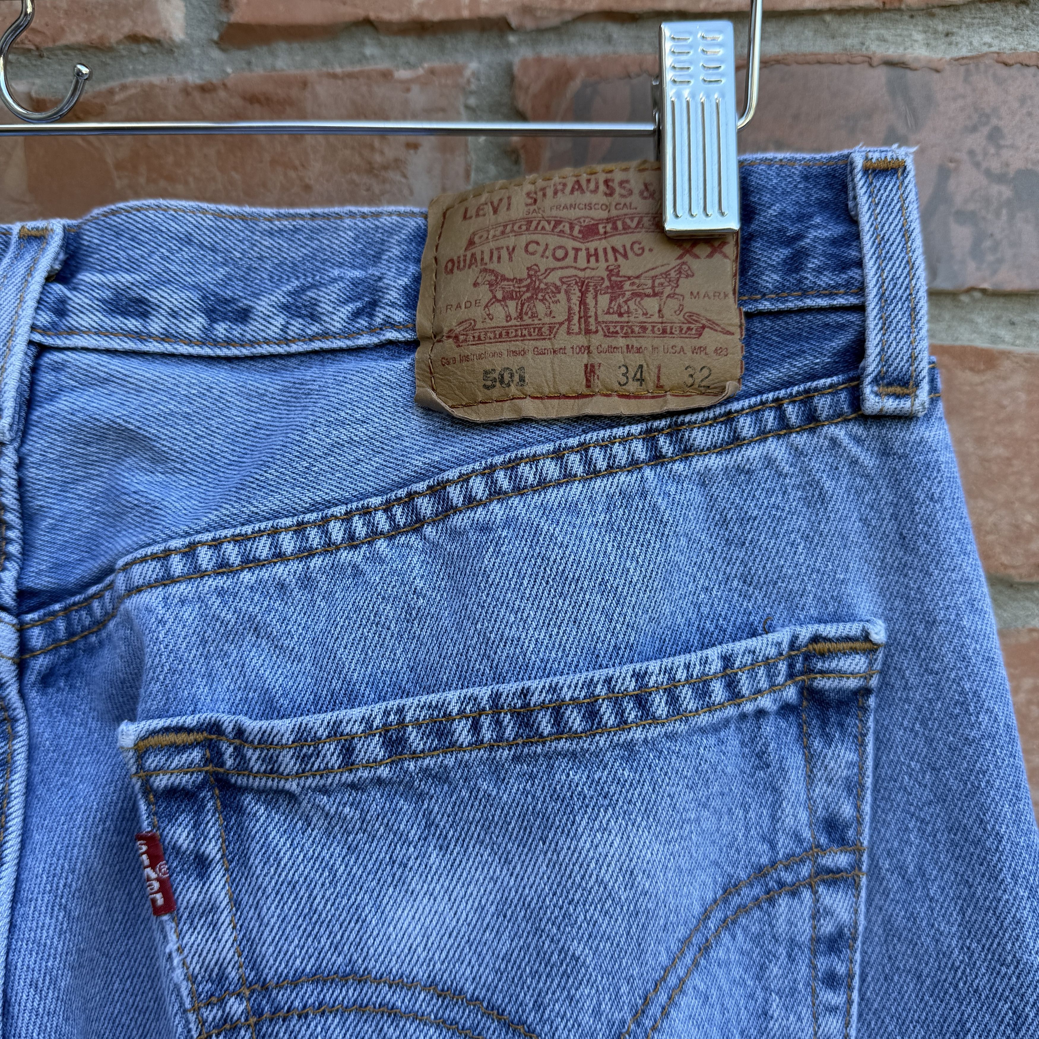 Levi's Vintage 90s Levis 501 Blue Button fly Denim Made USA Jeans Size US 32 / EU 48 - 3 Thumbnail