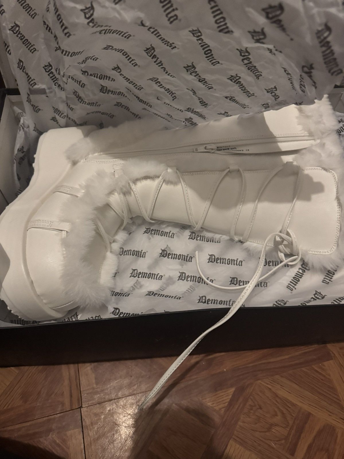 Demonia Cult White vegan leather demonia boots Size US 10 / IT 40 - 2 Thumbnail