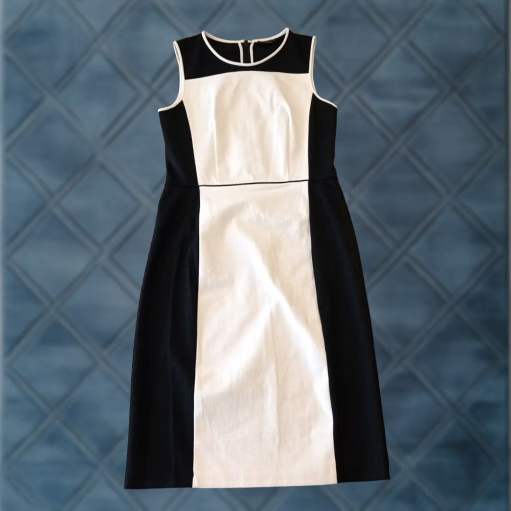 Theory Theory Colorblock Sleeveless Pencil Dress Size 2 Black Knee Length Wool Spandex Regular Women Size XS / US 0-2 / IT 36-38 - 1 Thumbnail