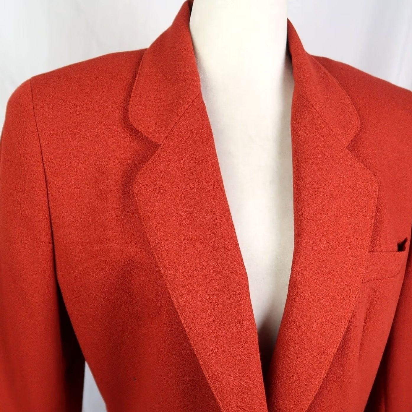 Anne Klein VINTAGE Anne Klein Blazer Jacket Wool 90s Burnt Orange 4 Womens Coat Short Sleeve Button Solid Fall Winter 90s Mens Womens Size S / US 4 / IT 40 - 2 Thumbnail