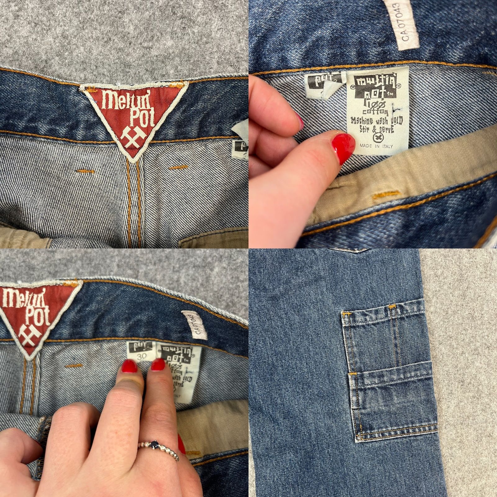 Vintage Meltin' Pot Jeans High Waist Straight 28 34 UK 8 Velvet Blue VTG Denim 5-Pocket Womens Regular Size 30" / US 8 / IT 44 - 8 Thumbnail