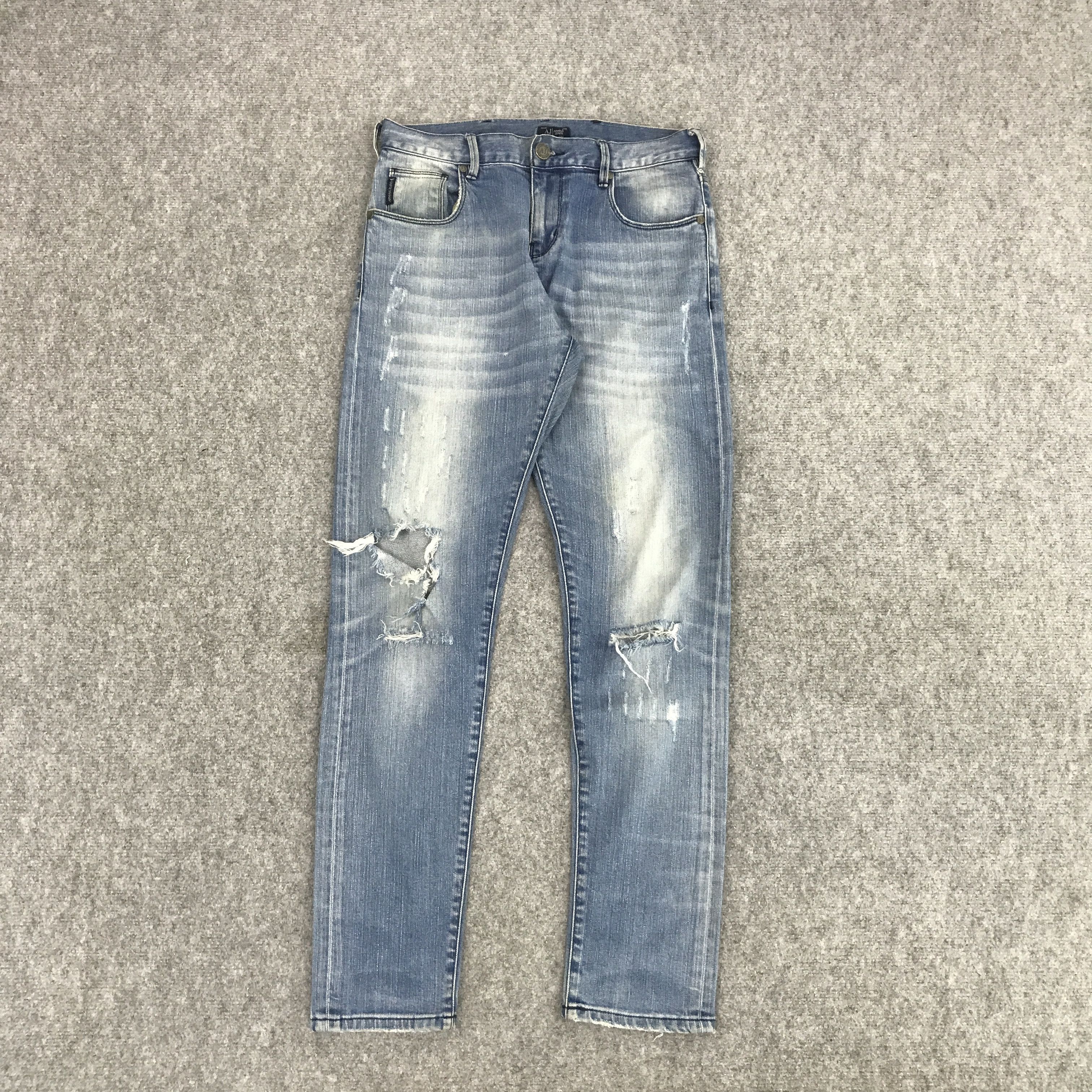 Armani × Giorgio Armani ARMANI JEANS DISTRESSED DESIGN DENIM JEANS Size US 30 / EU 46 - 1 Thumbnail