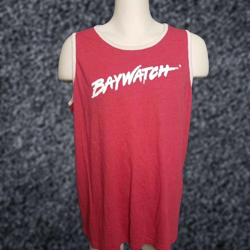Vintage Baywatch Shirt Mens 2XL Red Movie Malibu Beach Patrol Sleeveless Tank Top Mens Size US XXL / EU 58 / 5 - 1 Thumbnail