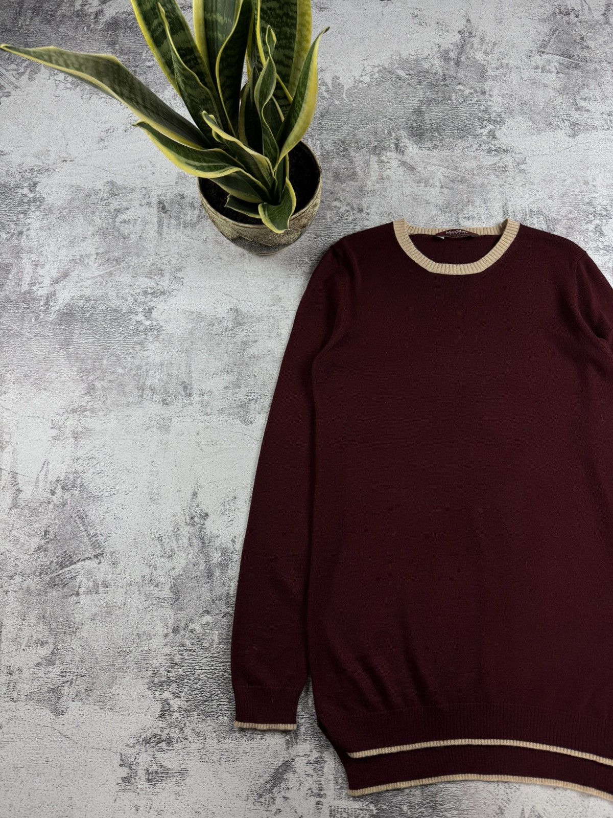 Max Mara × Vintage Max Mara Studio Wool Cherry Dress Long Pullover Sweater Size M / US 6-8 / IT 42-44 - 2 Thumbnail