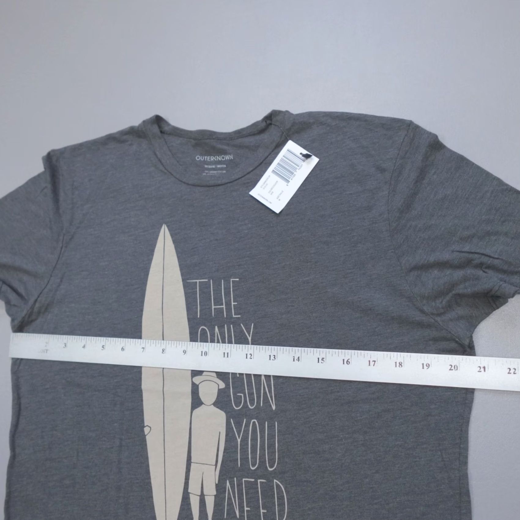 Outerknown Outerknown T-Shirt Men M Surf Grey Organic S/S Graphic Print Crew Neck Short Sleeve Lightweight Quick Dry Breathable Moisture Wicking Tagless Size US M / EU 48-50 / 2 - 4 Thumbnail