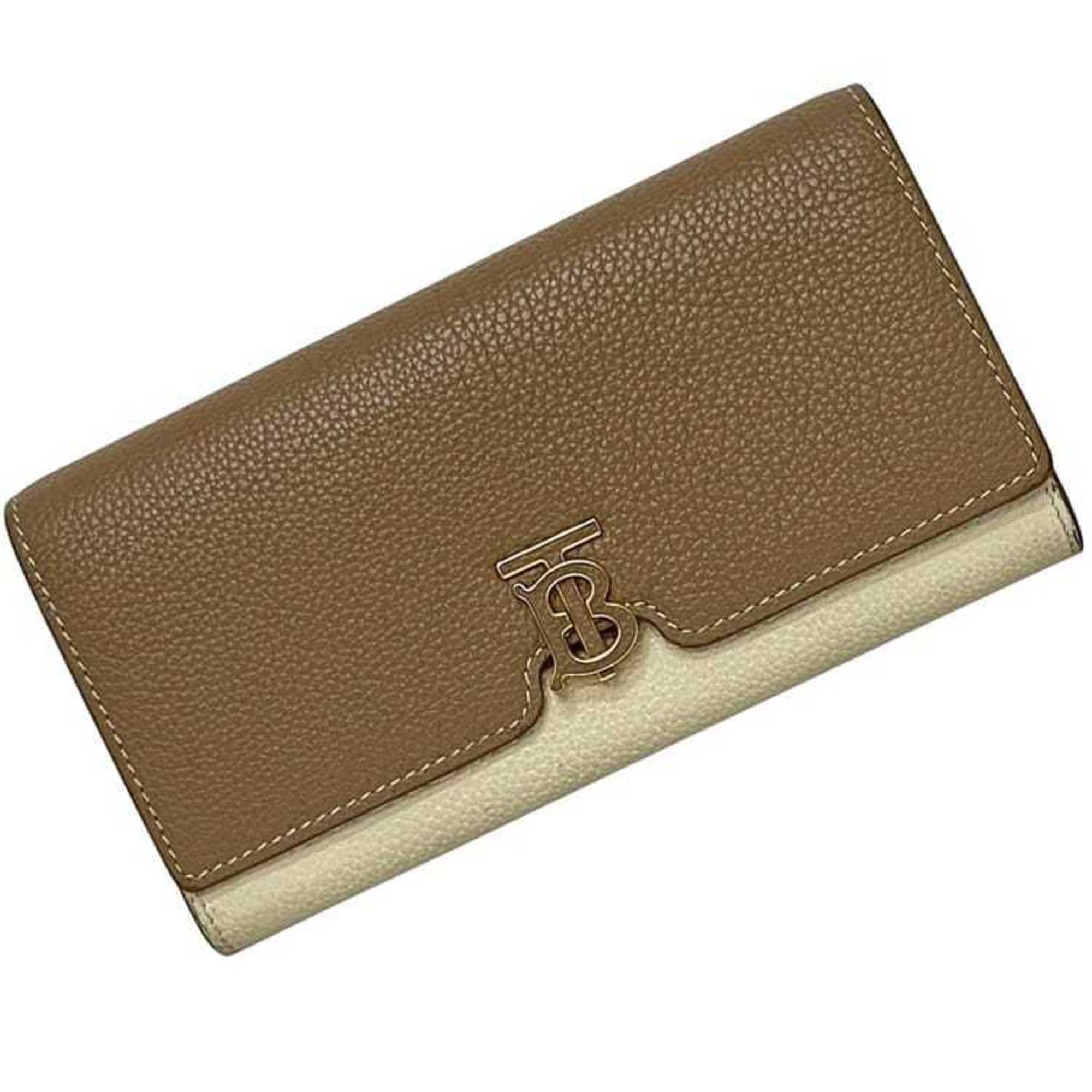 Burberry Burberry bifold long wallet f-24432 beige brown TB 8059622 1 leather BURBERRY two-tone men's women's Size ONE SIZE - 1 Thumbnail
