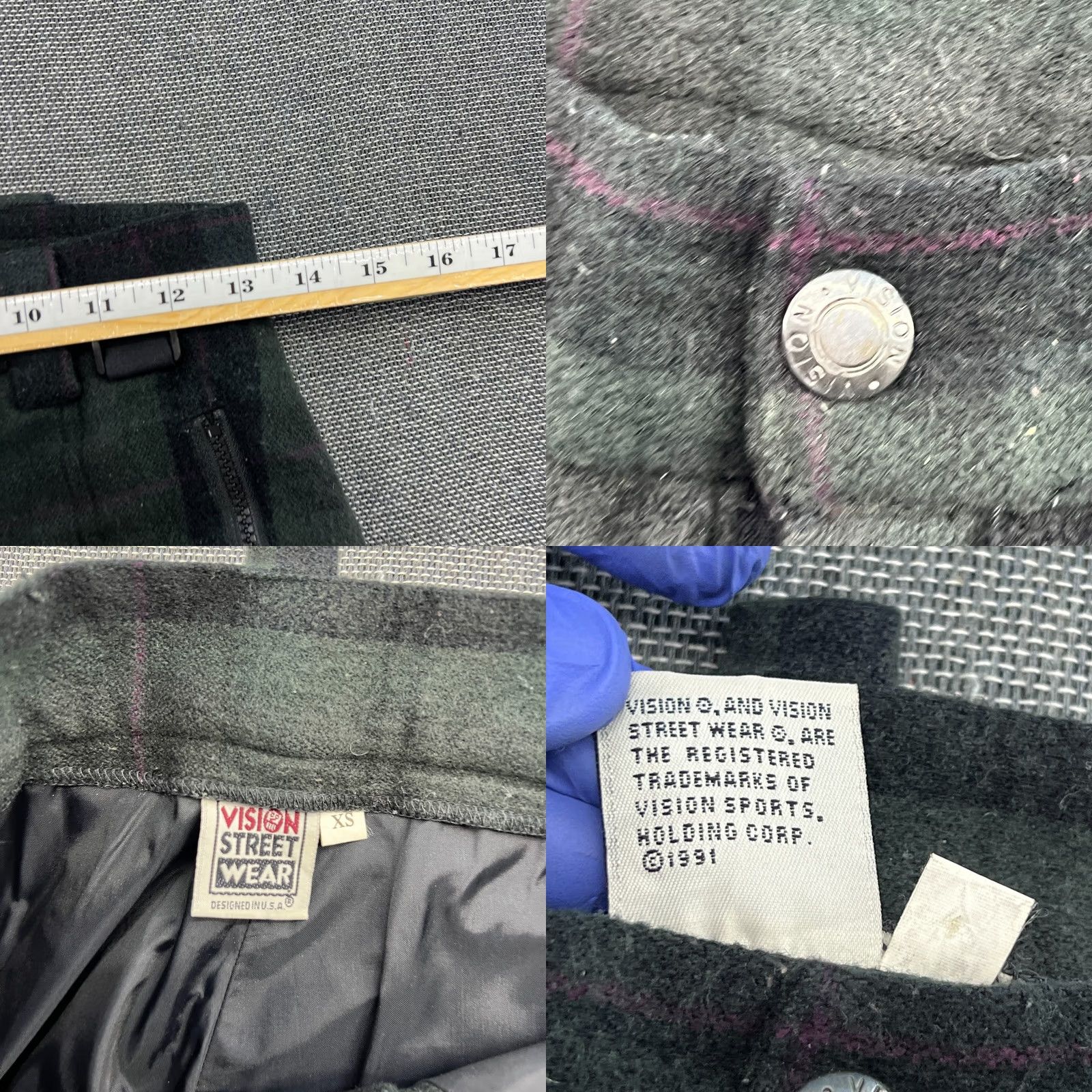 Vintage VINTAGE Vision Street Wear Pants Mens XS Waterproof 90s Streetwear Tartan Pants Mens XS Black 1991 Vision Street Wear Size US 27 - 9 Thumbnail