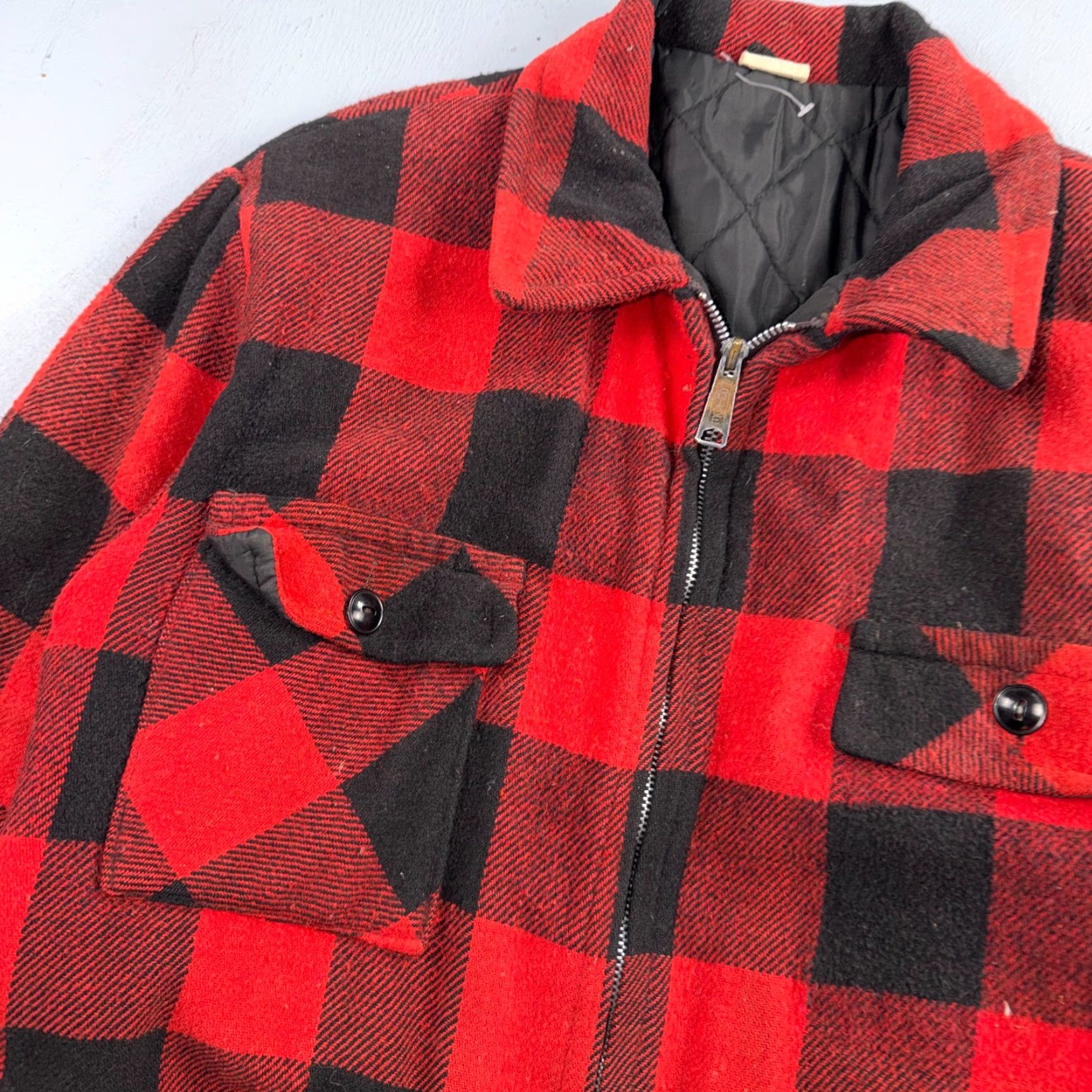 Vintage VINTAGE Mackinaw Jacket Buffalo Plaid Cotton Lined Insulated Zip Up Men M Red 1960s 60s Winter Coat Mens Size US M / EU 48-50 / 2 - 2 Thumbnail