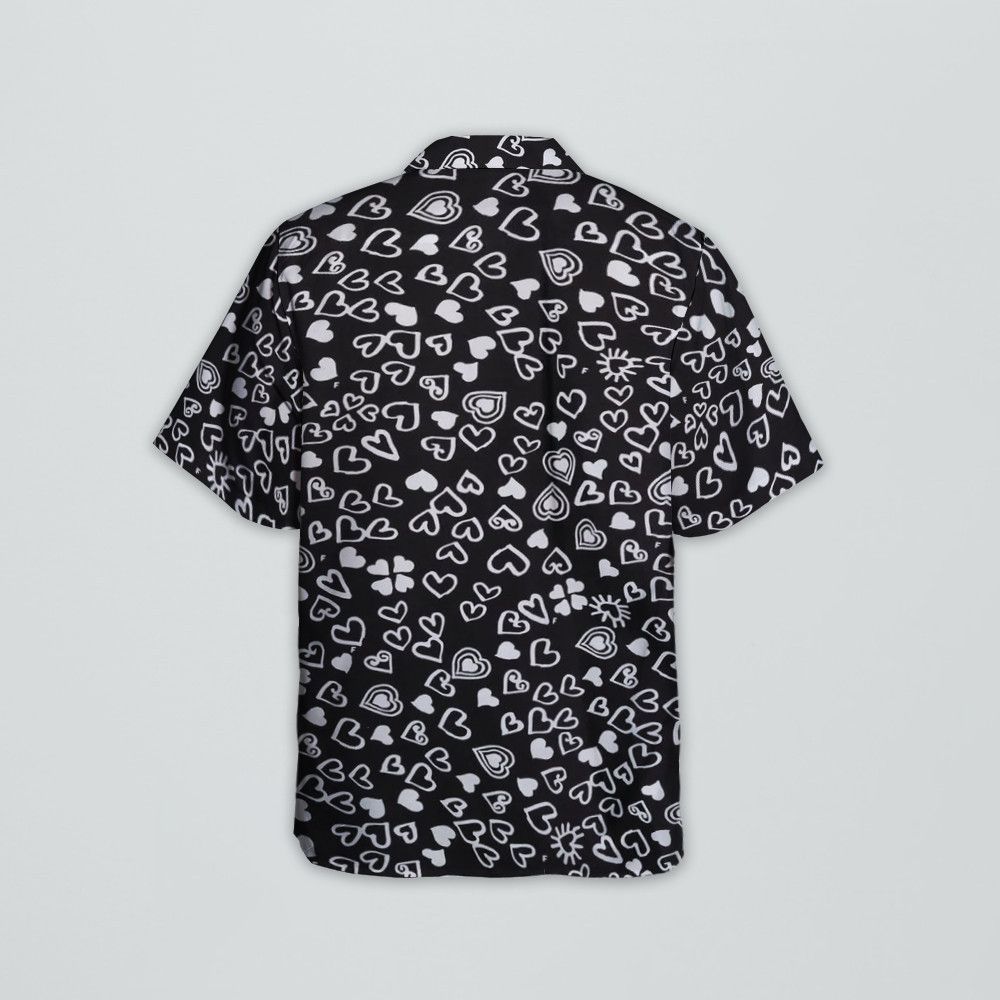 Designer Black Heart-Print Short-Sleeve Shirt Size US M / EU 48-50 / 2 - 2 Thumbnail
