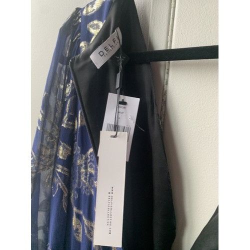 Anthropologie Anthropology DELFI Collective Navy and Silver Print Gown Lon Size L / US 10 / IT 46 - 6 Thumbnail