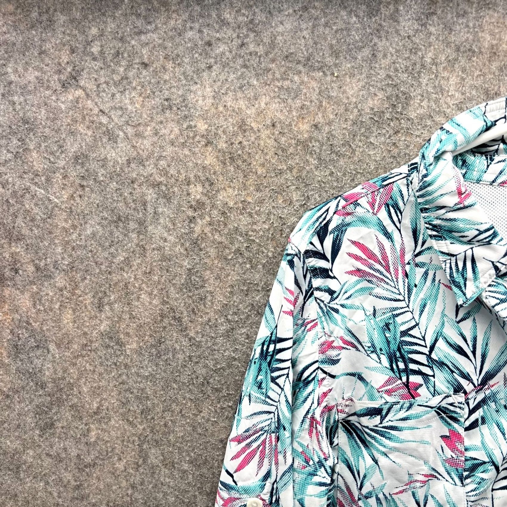 Vintage Reel Legends Shirt Womens Small Blue Button Down Stretch Knit Floral Button-Up Size S / US 4 / IT 40 - 3 Thumbnail