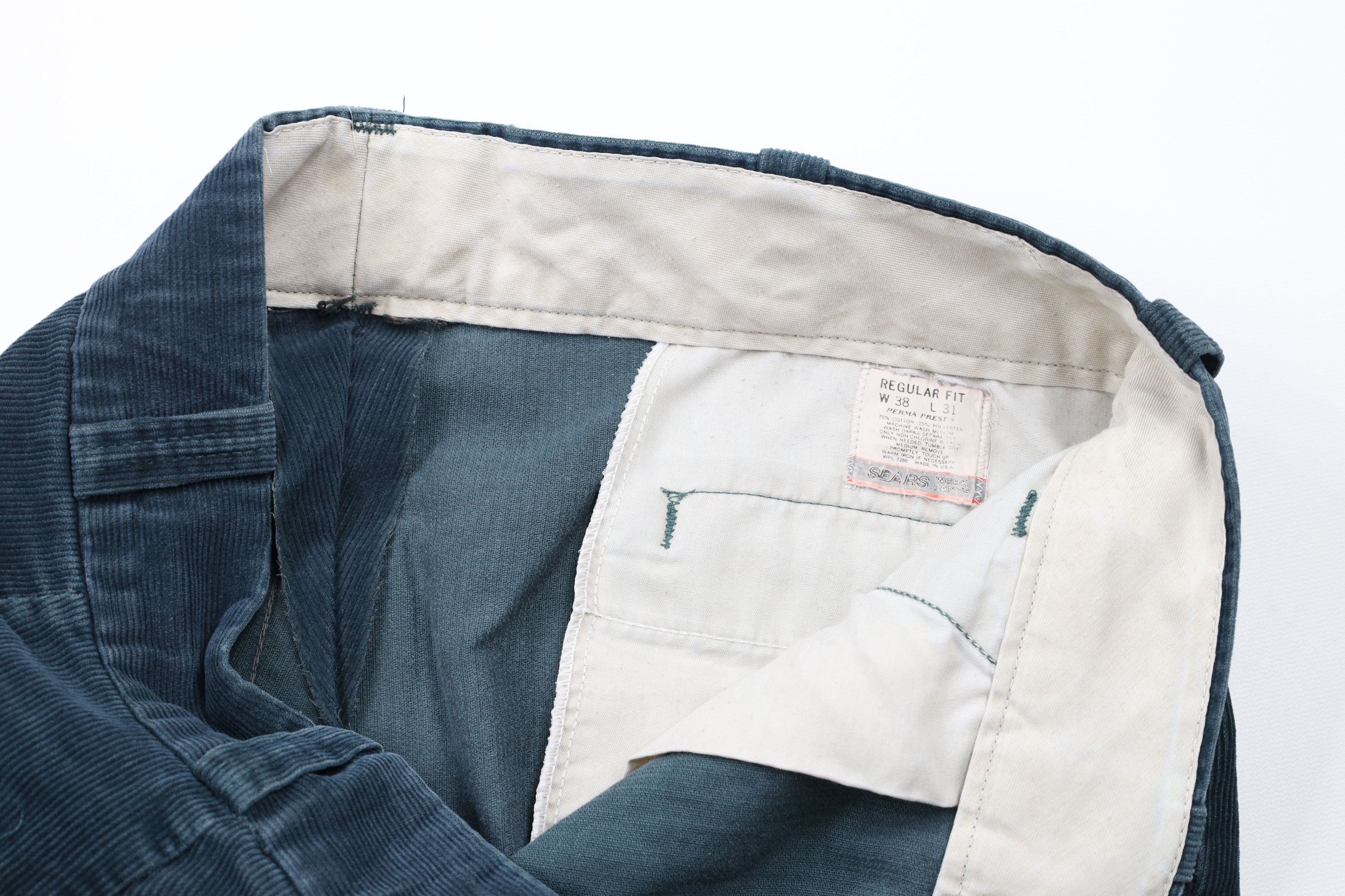 Vintage 70s Streetwear Bell Bottoms Corduroy Pants Green USA