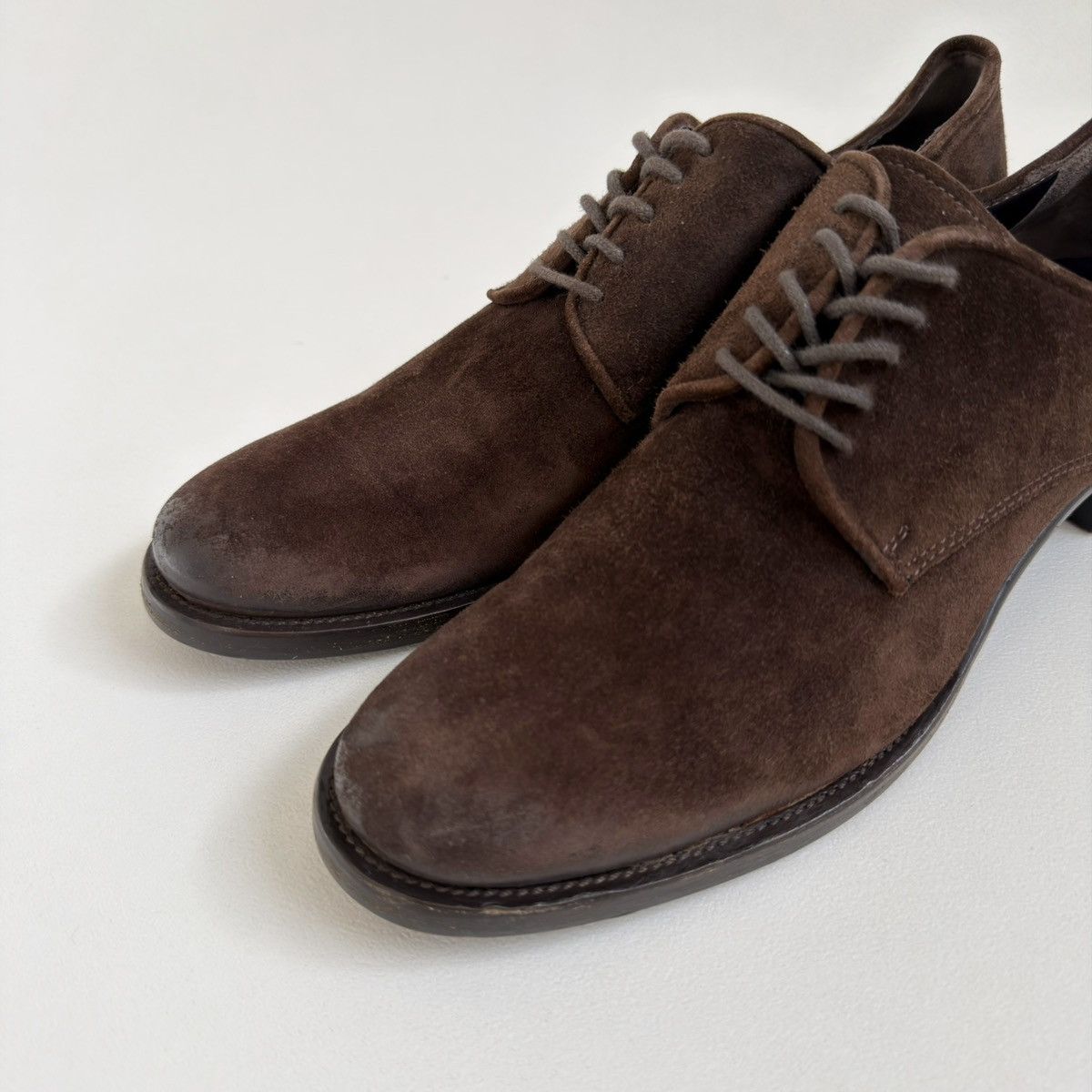 Prada Brown Suede Burnished Tips Shoes Size US 7 / IT 37 - 4 Thumbnail