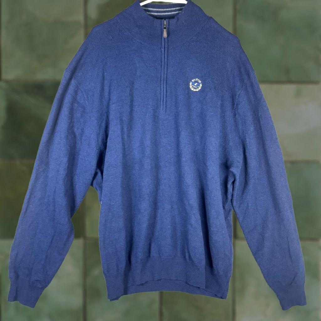 Vintage Donald Ross Sweater Mens 2XL Blue Lambswool 1/4 Zip Mock Neck Golf Pullover Size US XXL / EU 58 / 5 - 1 Thumbnail