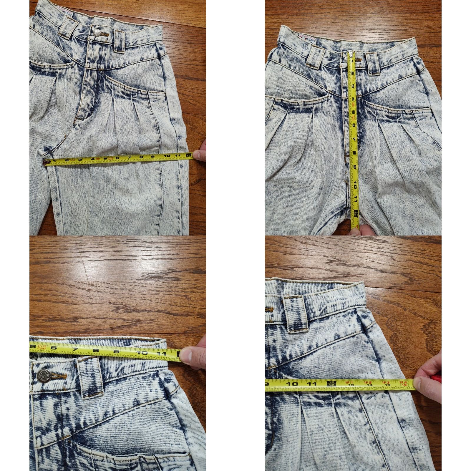 Denime VINTAGE NUOVO Jeans Denim Light Blue 80s Retro 90s Womens 1 24 in Tapered Pleated 27 in Inseam Slim Fit 100% Cotton Snap Button Closure Size 42" / US 20 - 9 Thumbnail