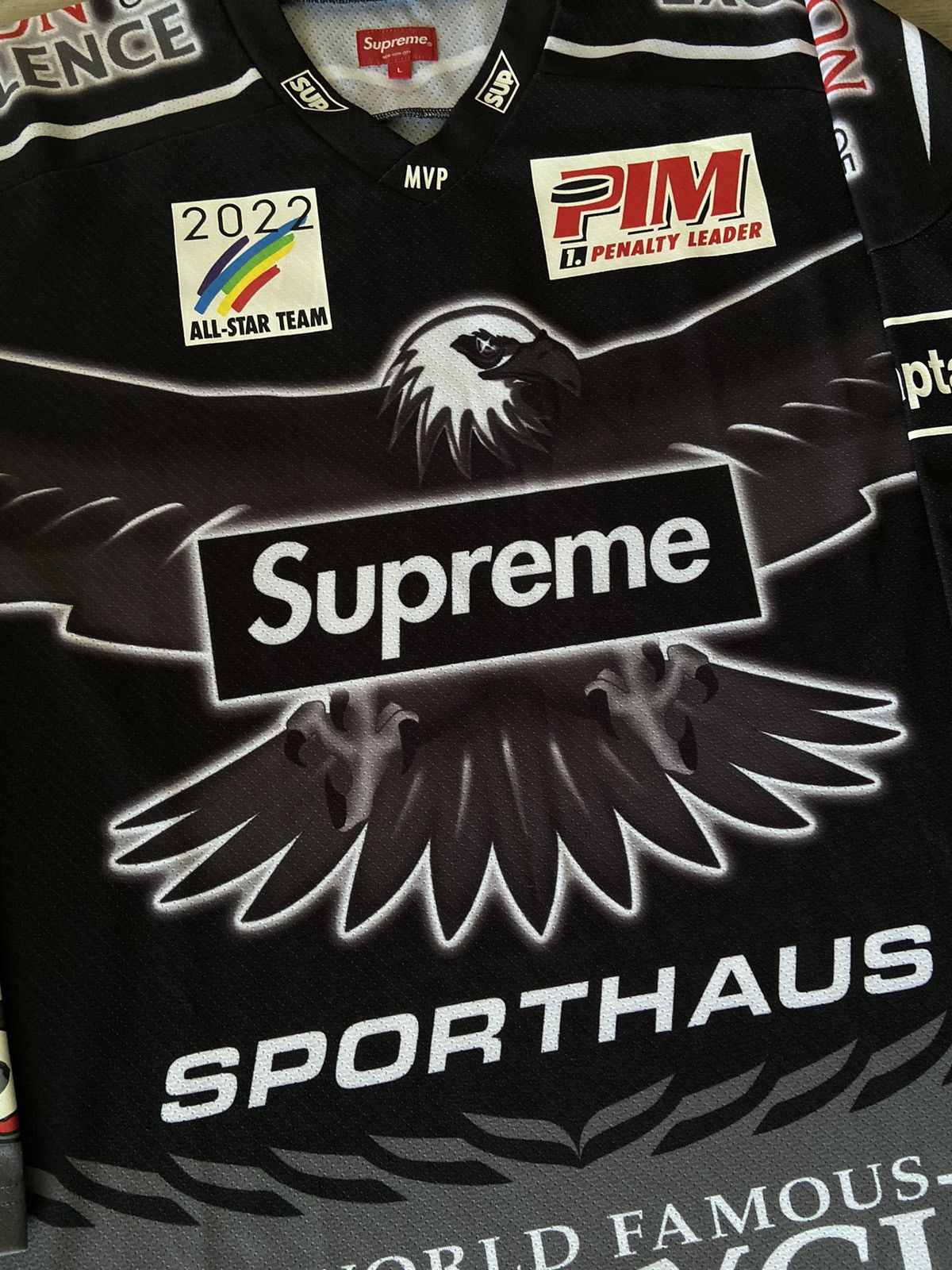 Supreme Eagle Moto Hockey Jersey SS22 Black
