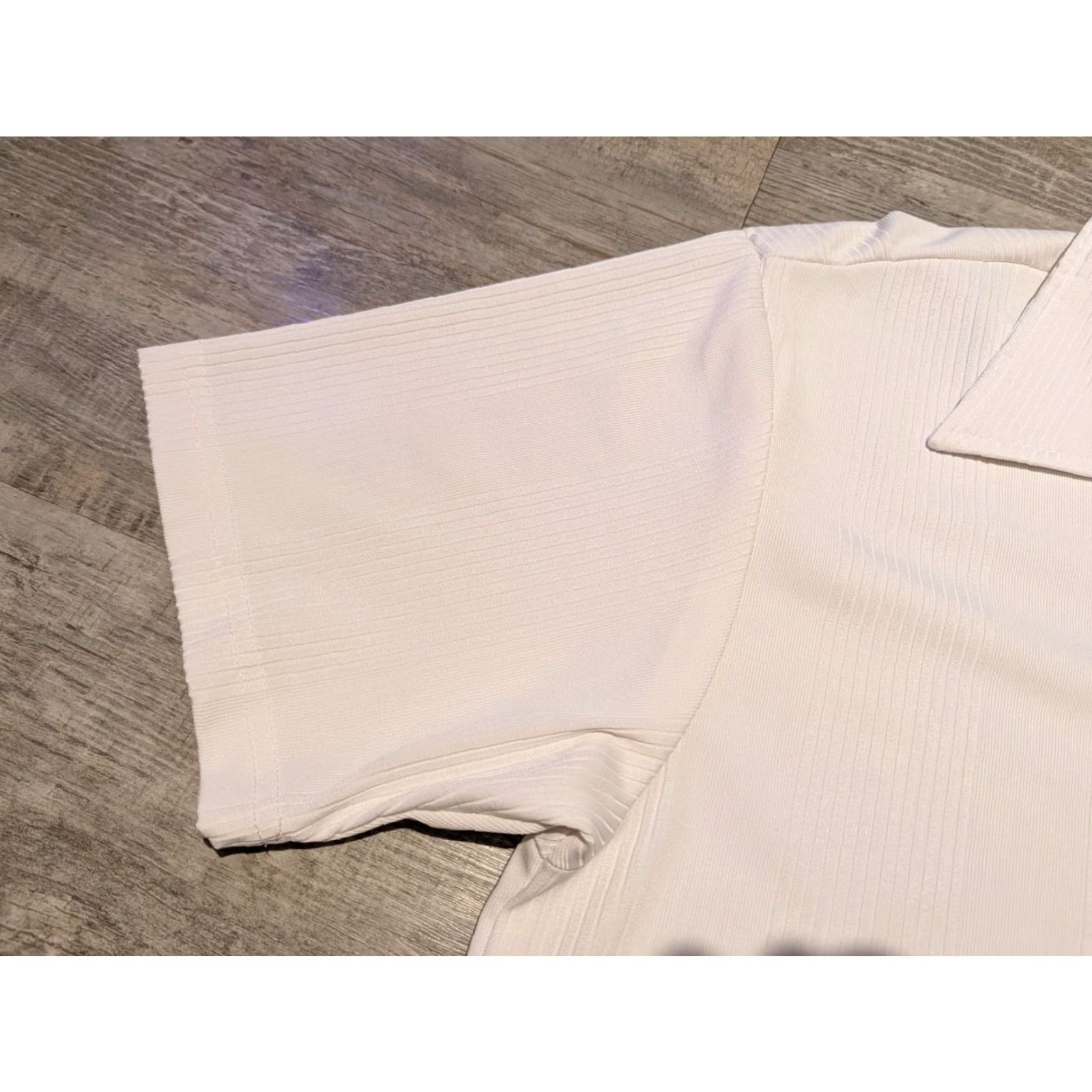 Vintage VINTAGE Positano Shirt Mens Button-Up Short Sleeve White Ribbed Polyester 90s Club Rave USA Made In USA L Size US L / EU 52-54 / 3 - 4 Thumbnail
