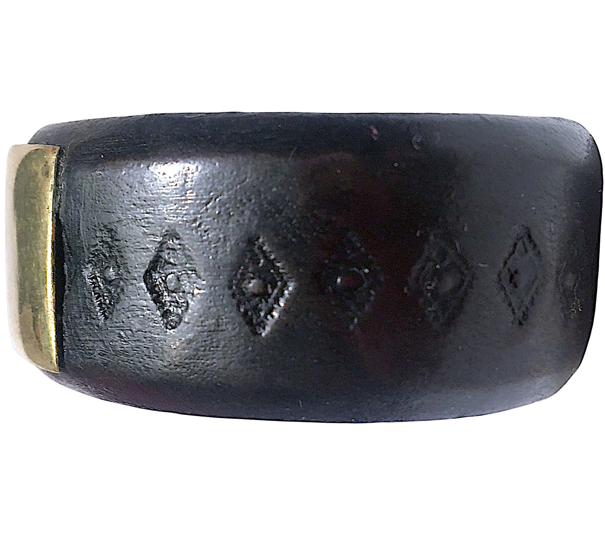Vintage Tuareg Leather and Brass Cuff Bracelet – Algeria 1970s Size ONE SIZE - 6 Thumbnail