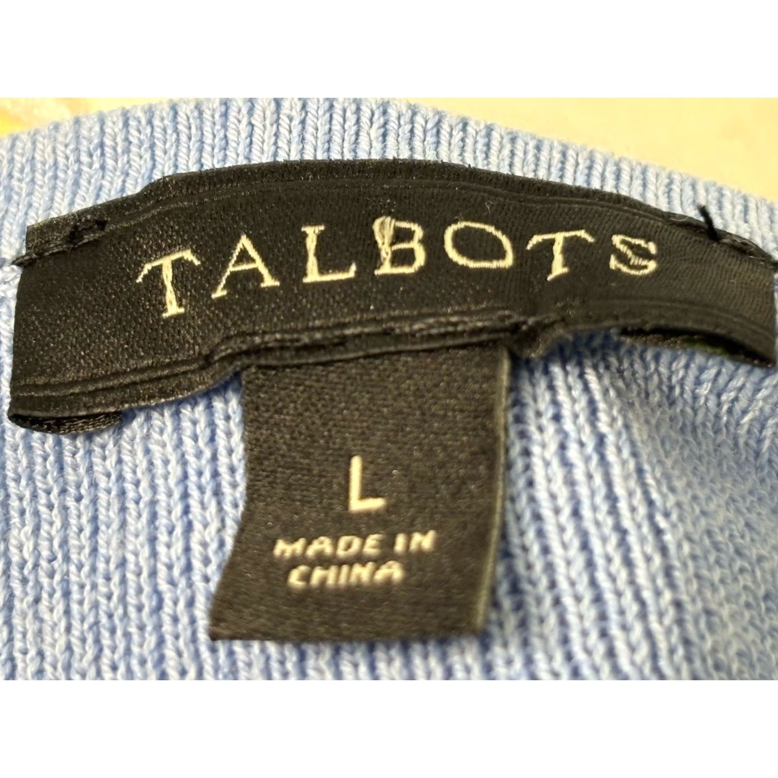 Talbots TALBOTS Blue Knit Sweater Large Half Flutter Sleeve Classic Womens Size L / US 10 / IT 46 - 7 Thumbnail