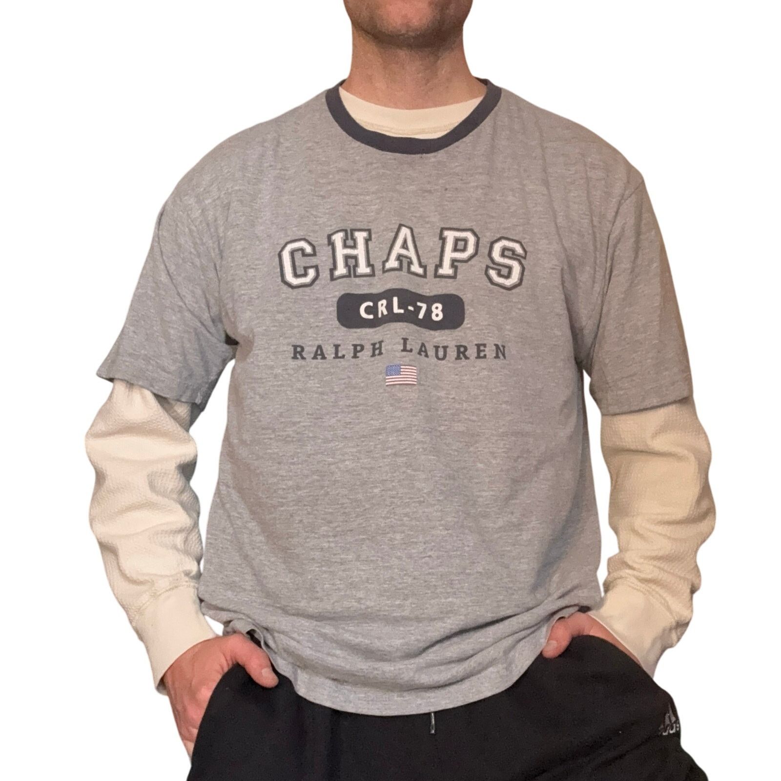 Chaps Vintage 90’s Chaps Ralph Lauren Spell Out Ringer Tee L Size US L / EU 52-54 / 3 - 2 Thumbnail