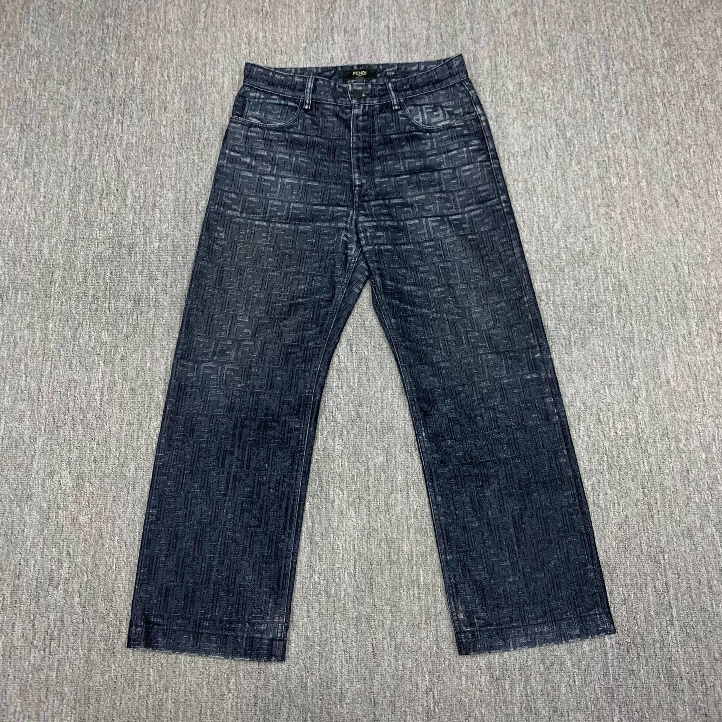 Fendi FENDI Blue Double F Flocked Jeans Size US 32 / EU 48 - 1 Thumbnail