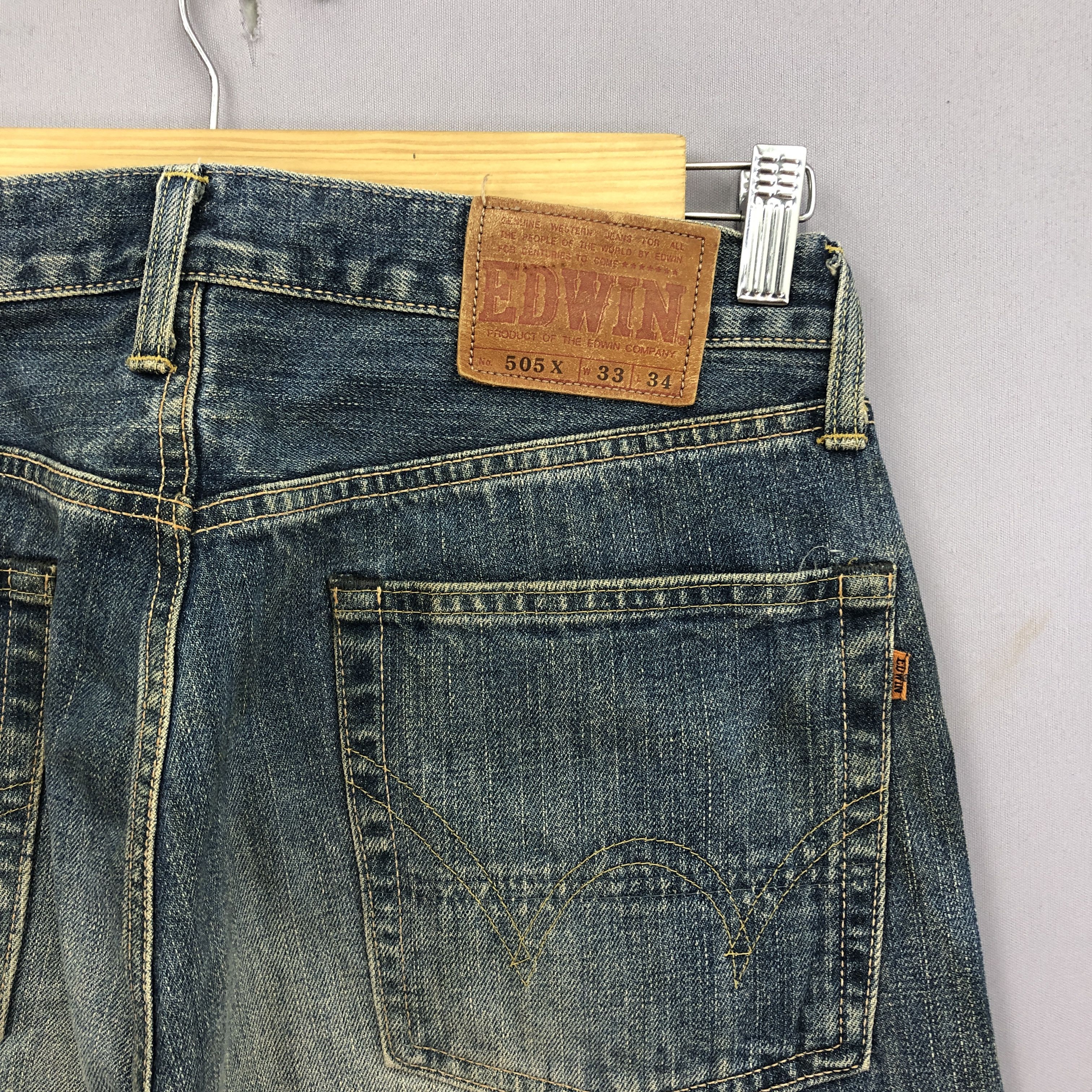 Japanese Brand Vintage 90s Edwin 505x Redline Jeans Mud Wash Selvedge Denim Size US 32 / EU 48 - 5 Thumbnail
