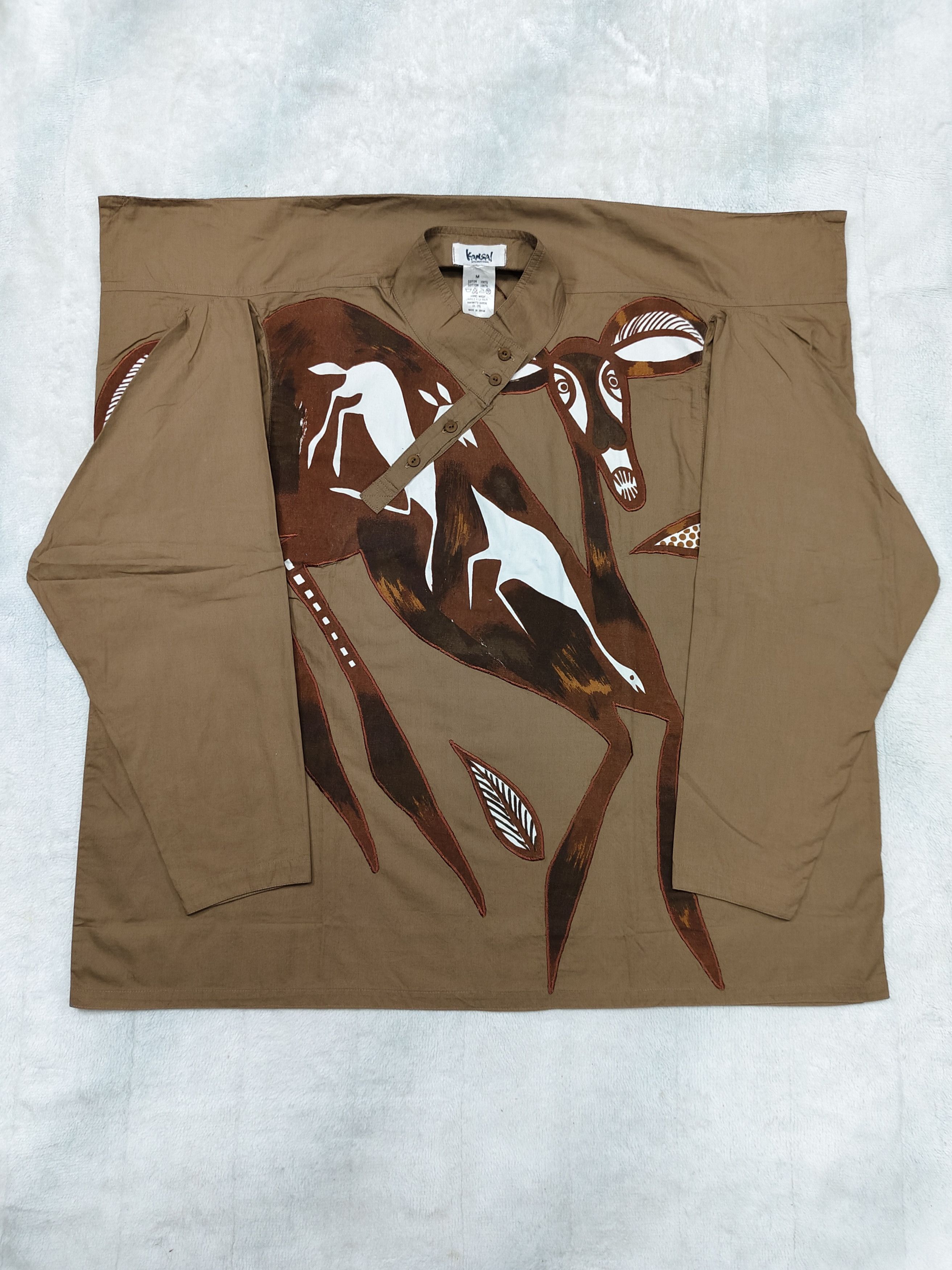 Kansai Yamamoto ARCHIVE📕80s Kansai Ethnic Totemic Mouse Deer Art Shirt Size US M / EU 48-50 / 2 - 5 Thumbnail