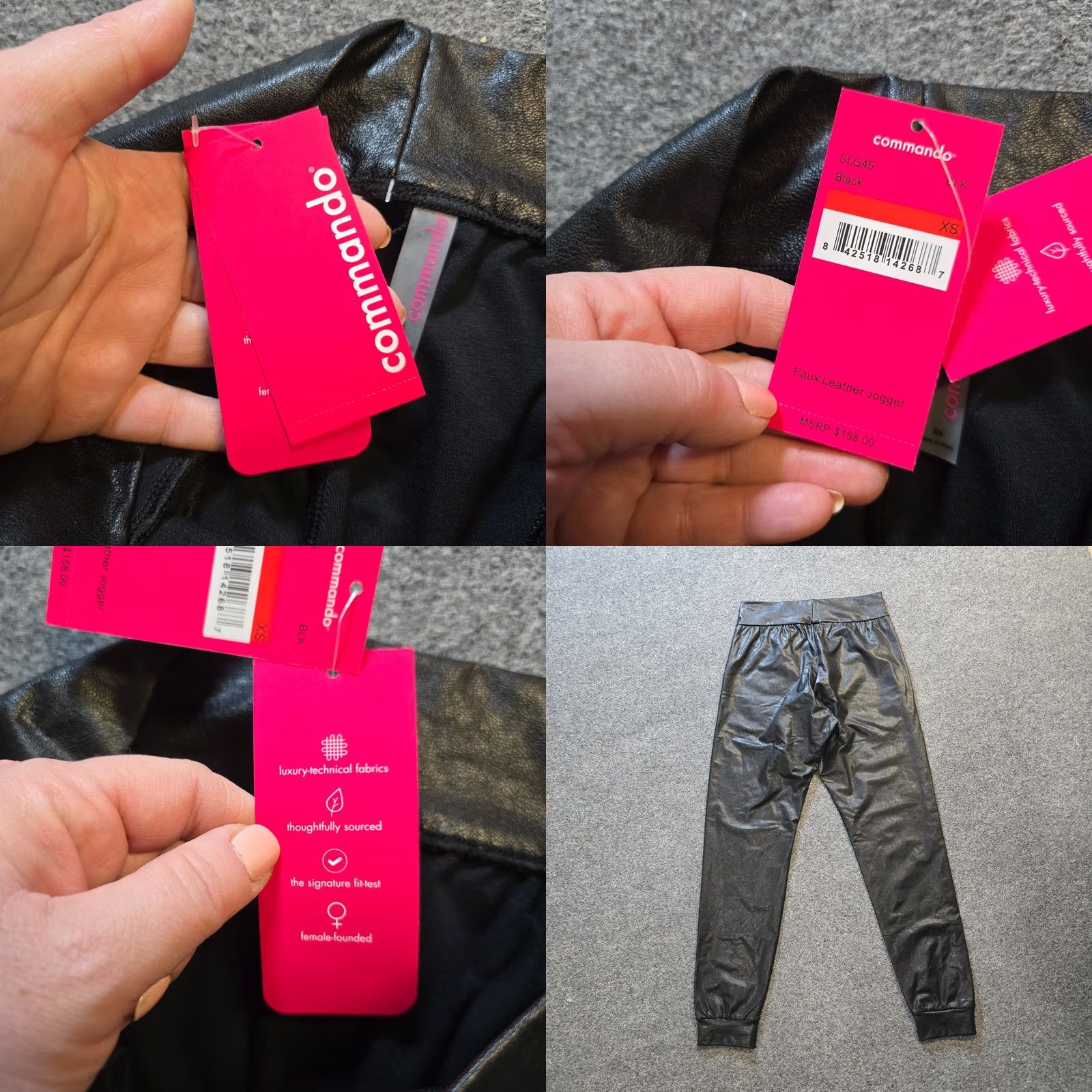 Commando Commando Pants Womens XS Black Vegan Leather Joggers Stretch Capsule Casual Skinny Inseam 29 in Size 26" / US 2 / IT 38 - 8 Thumbnail
