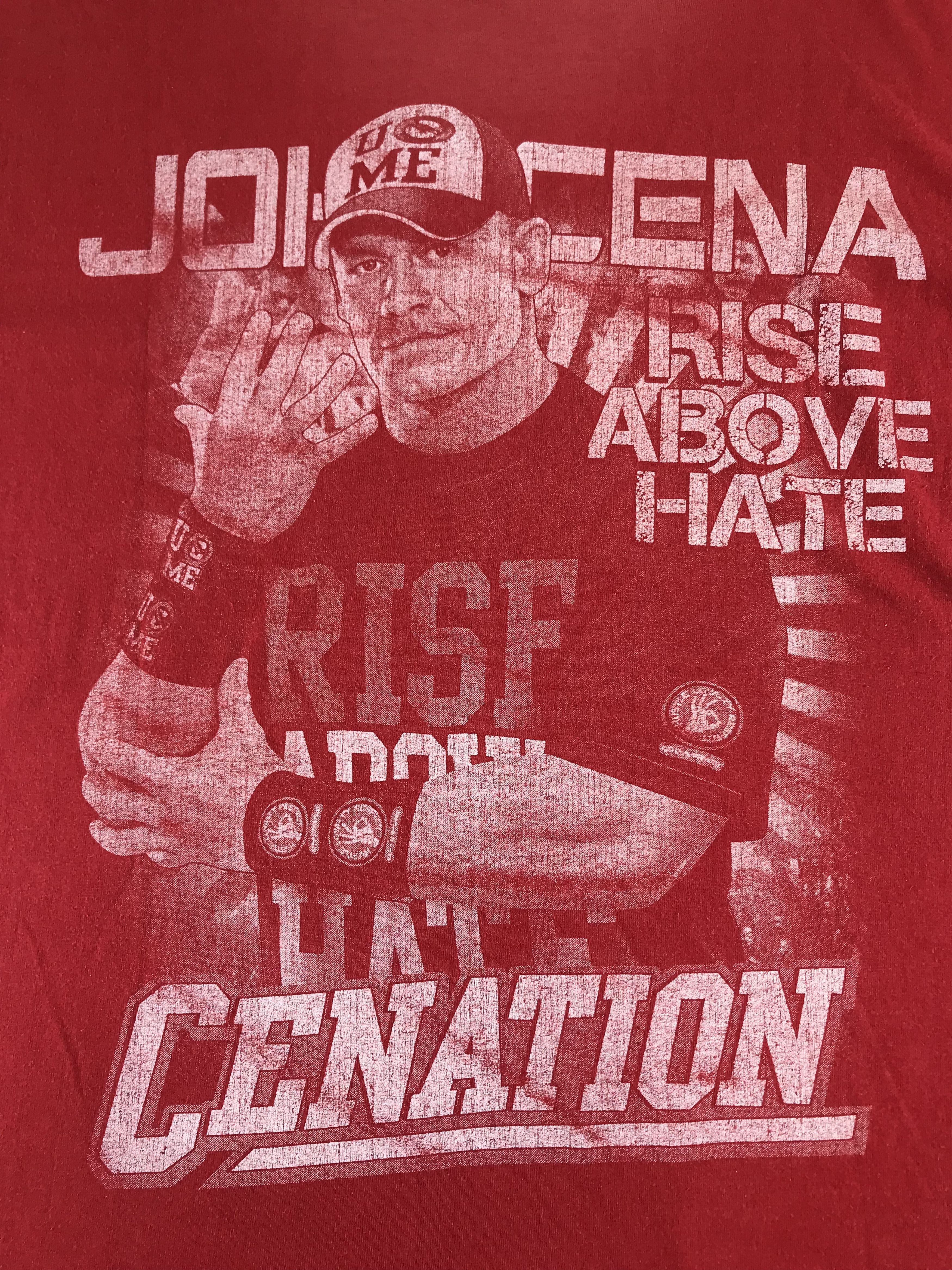 WWE Vintage John Cena 'Rise Above Hate' Over Printed Tee Size US XL / EU 56 / 4 - 5 Thumbnail