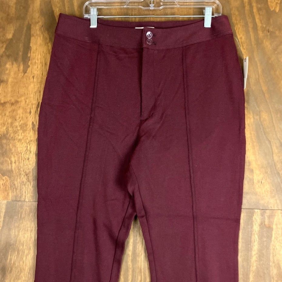 Anthropologie Maeve By Anthropologie Womens Pants Plum Seam Split Hem Skinny Stretch 14 Size 36" / US 14 / IT 50 - 2 Thumbnail